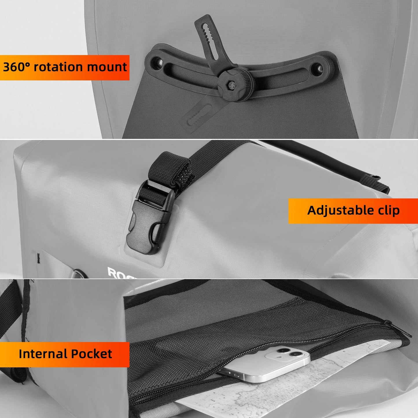 ROCKBROS Gepäckträgertasche 25L-32L 100 % wasserdicht mit Tragegriff