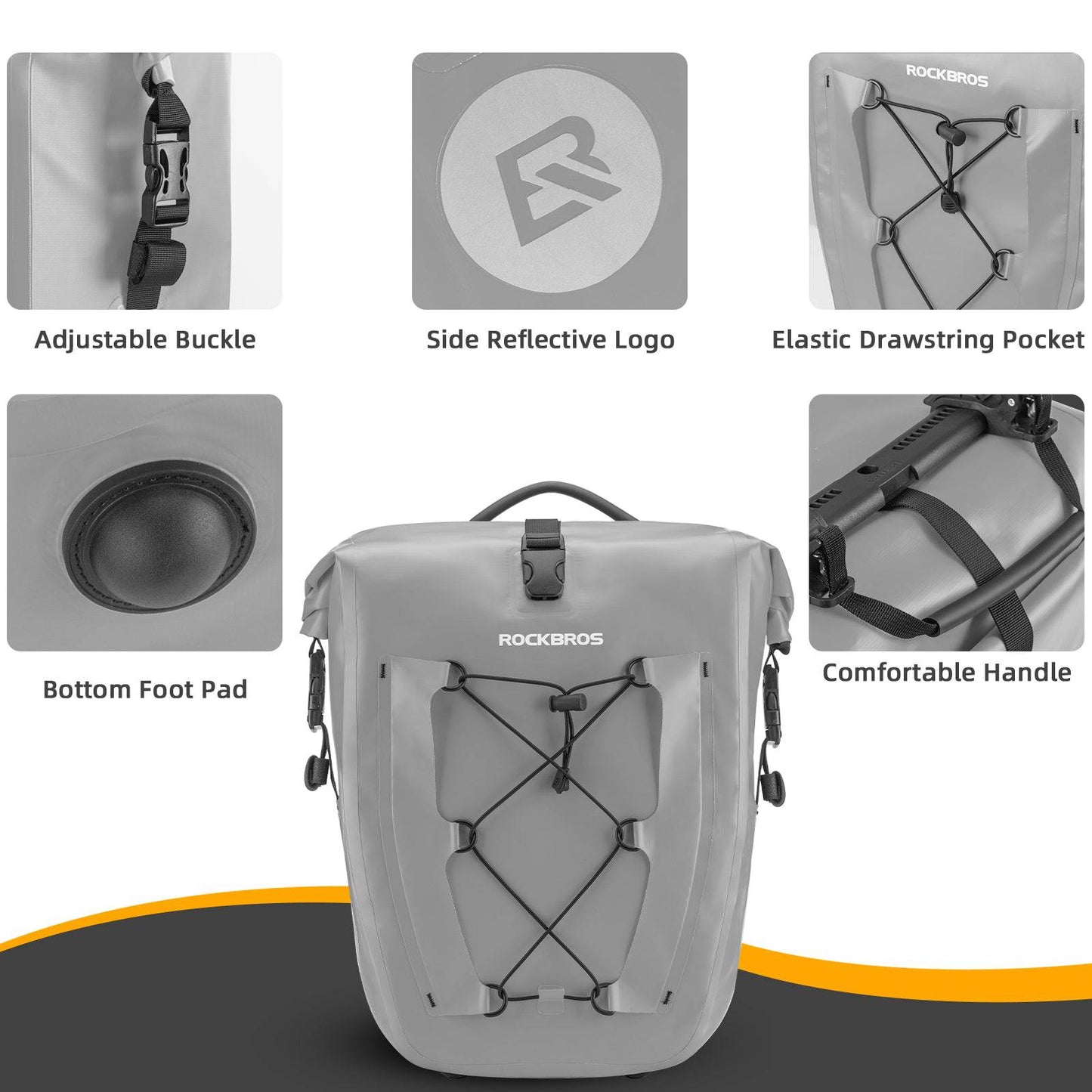 ROCKBROS Gepäckträgertasche 25L-32L 100 % wasserdicht mit Tragegriff
