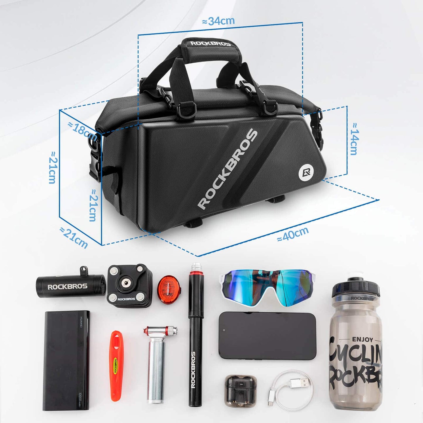 ROCKBROS Reflective Pannier Bag, Transport Bag 11.6 L with Shoulder Strap