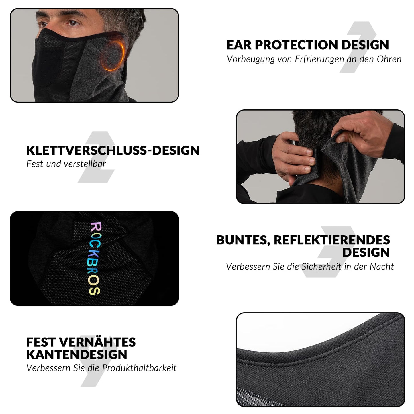 ROCKBROS Half Balaclava for Skiing and Cycling, Men and Women, Breathable