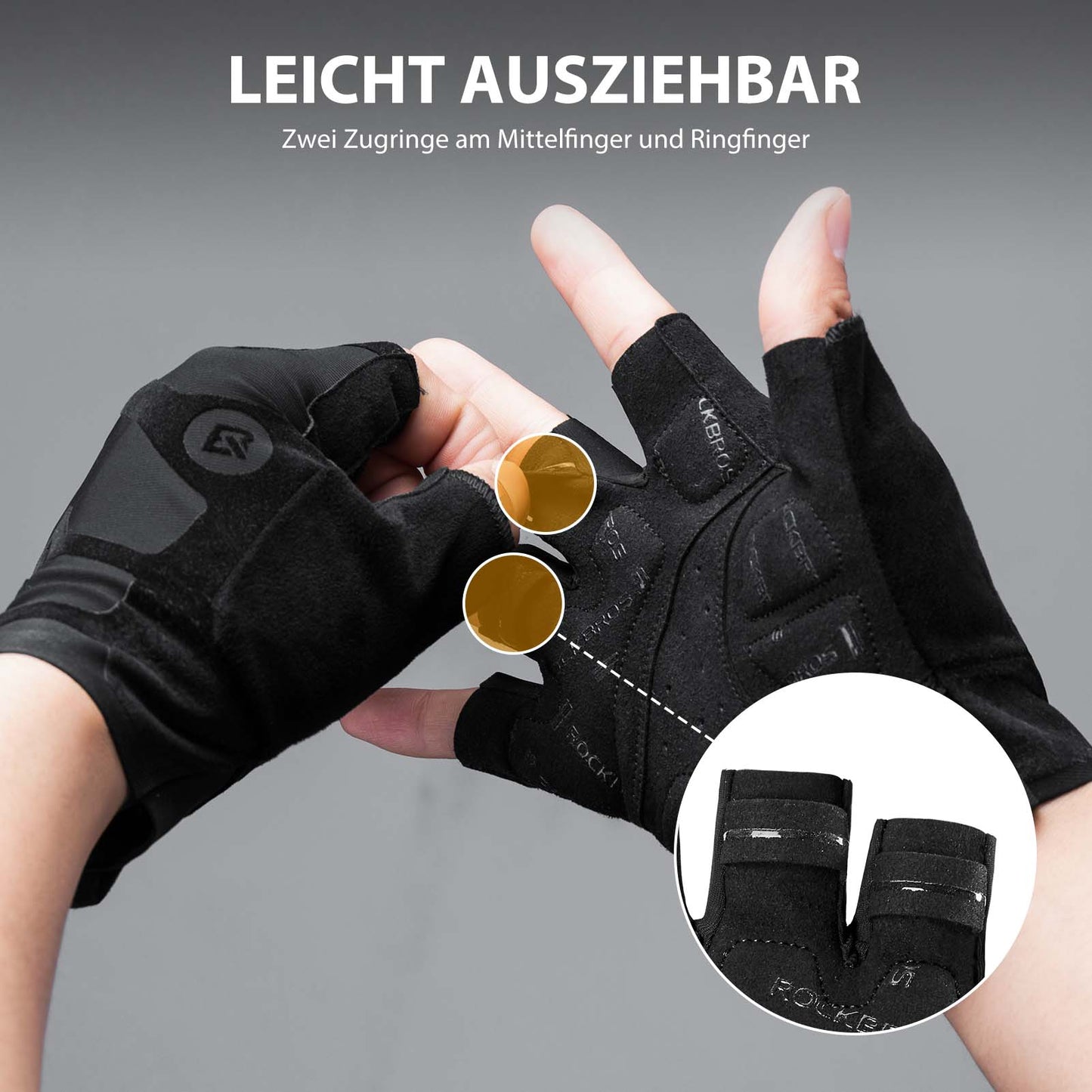 ROCKBROS Half-Finger Cycling Gloves, Shock-Absorbing and Non-Slip, Unisex