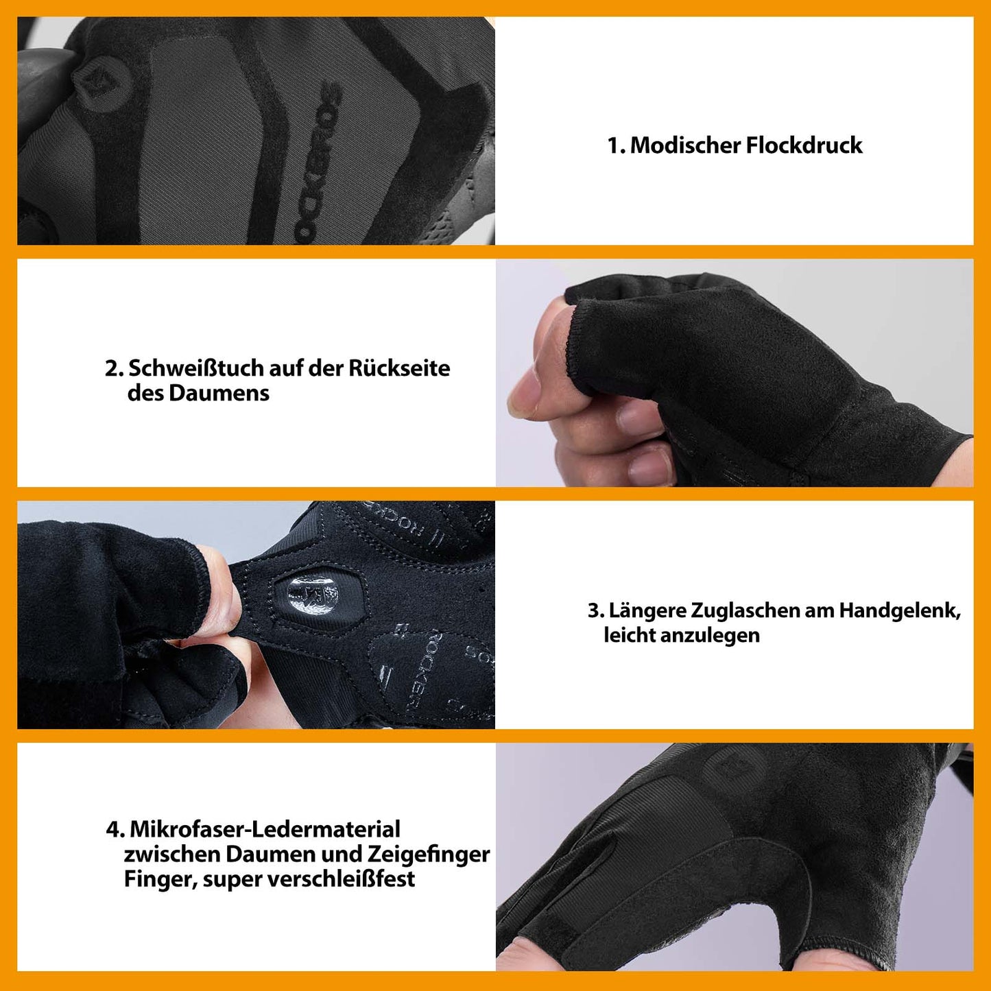 ROCKBROS Half-Finger Cycling Gloves, Shock-Absorbing and Non-Slip, Unisex
