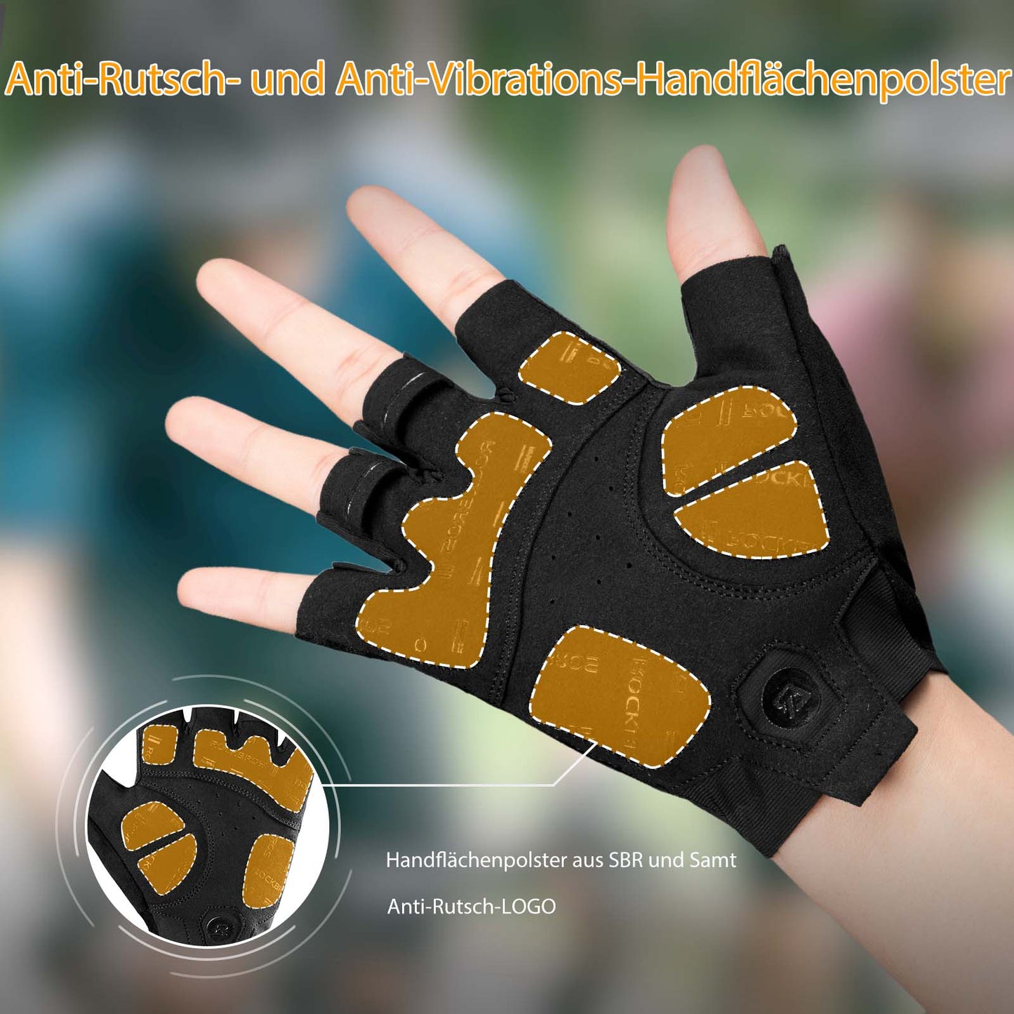 ROCKBROS Half-Finger Cycling Gloves, Shock-Absorbing and Non-Slip, Unisex