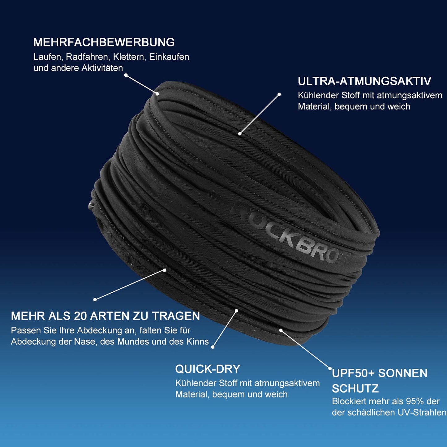 ROCKBROS Hálstrefill Balaklava sólarvörn andlitshlíf úr íssilki