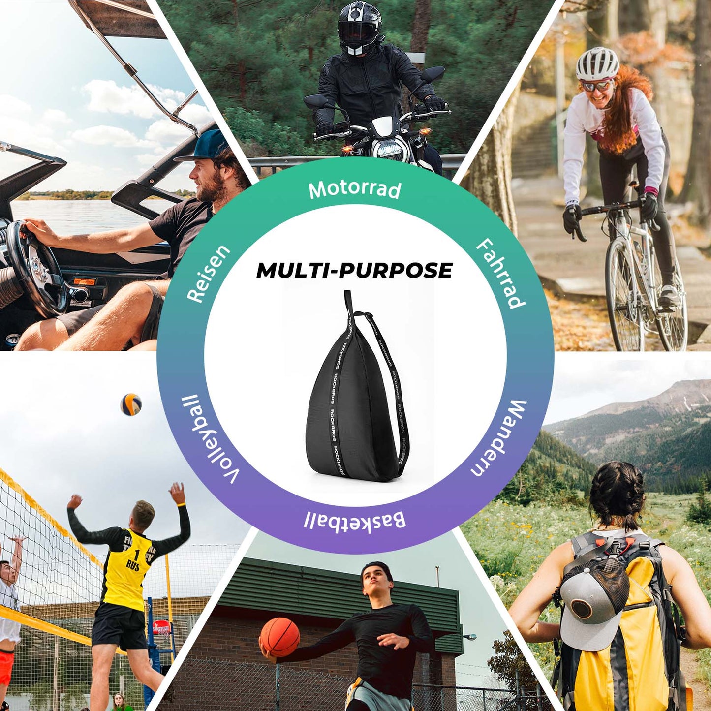 ROCKBROS Helmet Bag Motorcycle Helmet Pouch Adjustable Shoulder Strap