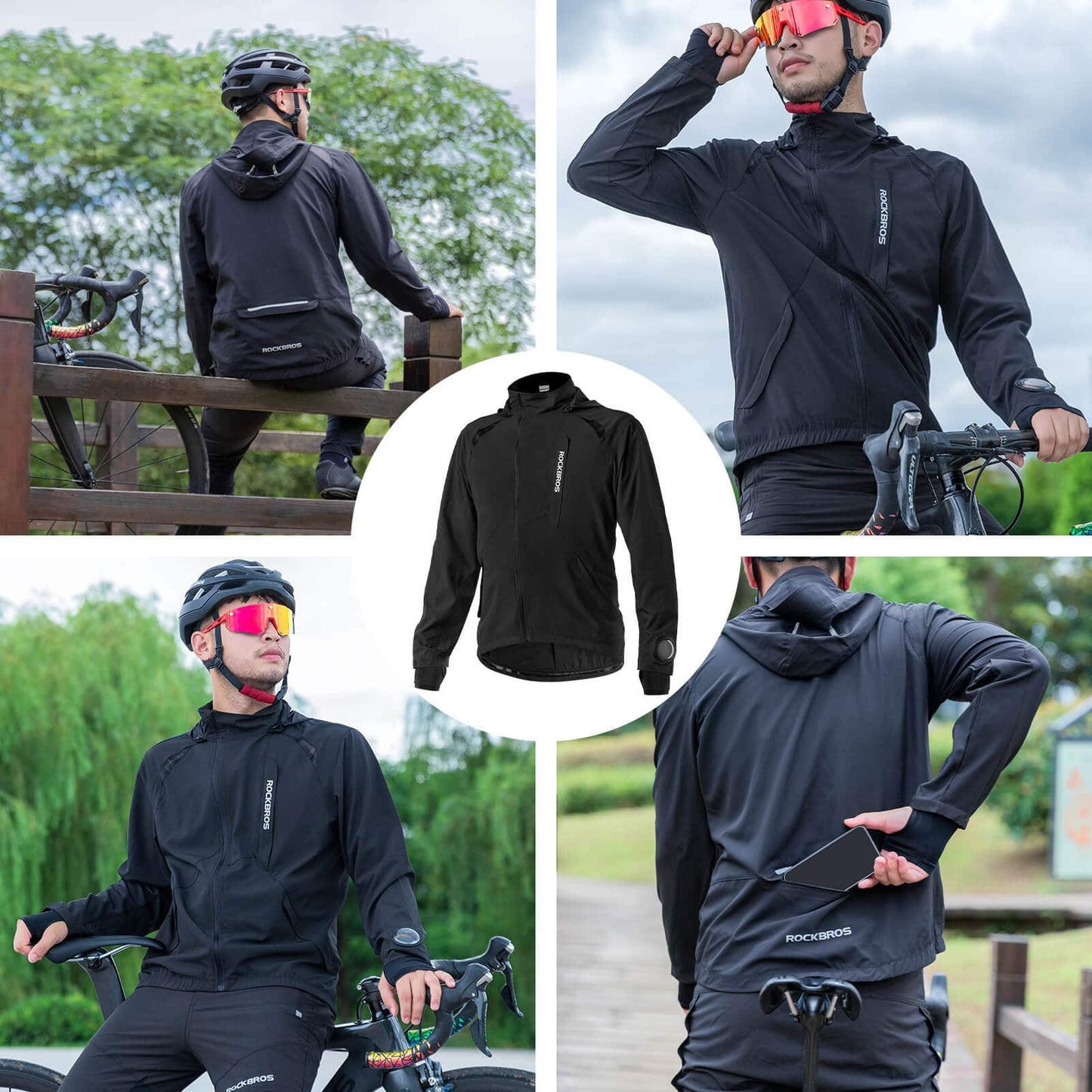 ROCKBROS Men's Softshell Jacket, Breathable Cycling Jacket, Summer/Autumn