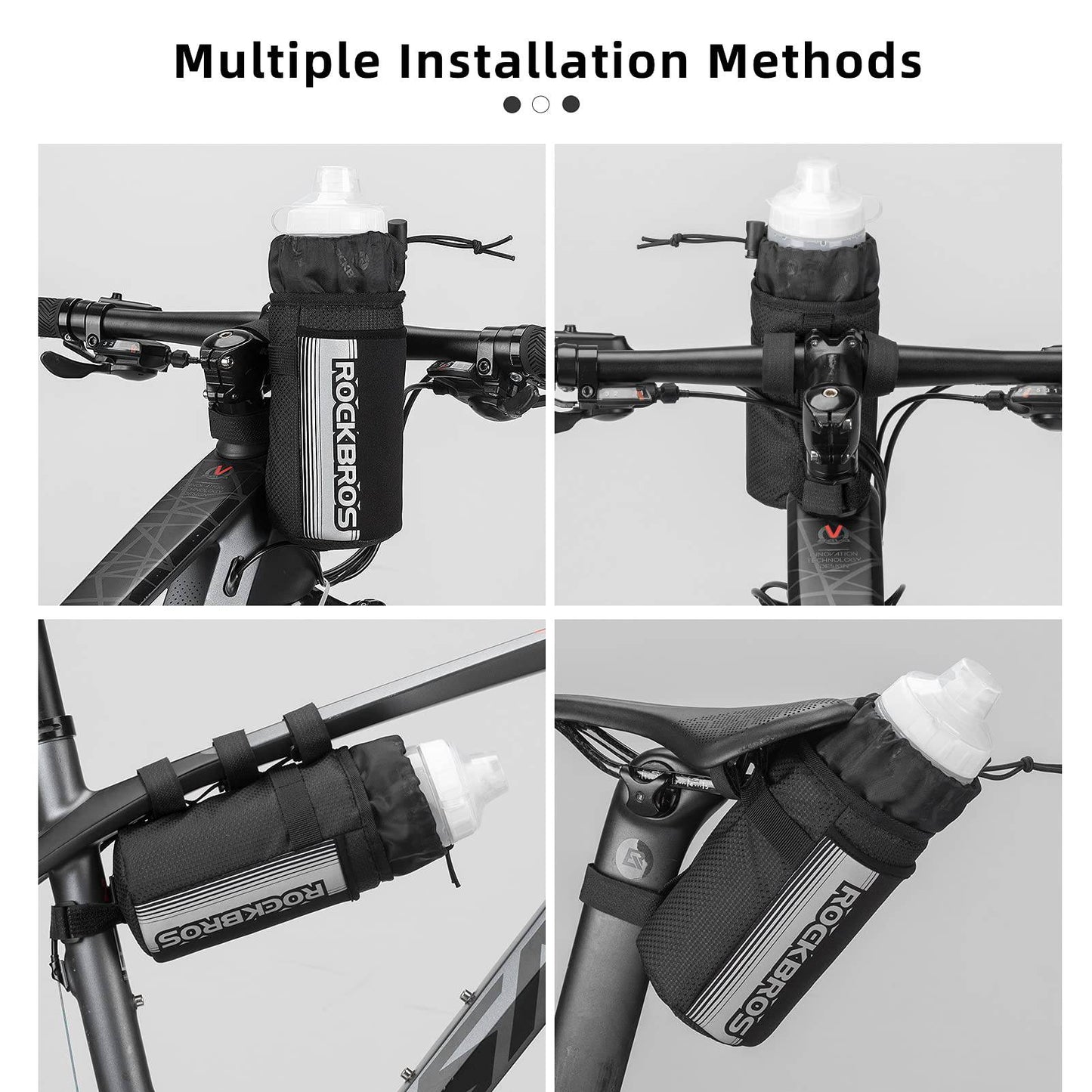 ROCKBROS Insulated Bicycle Handlebar Bag with Water Bottle Holder and Mobile Phone Pocket