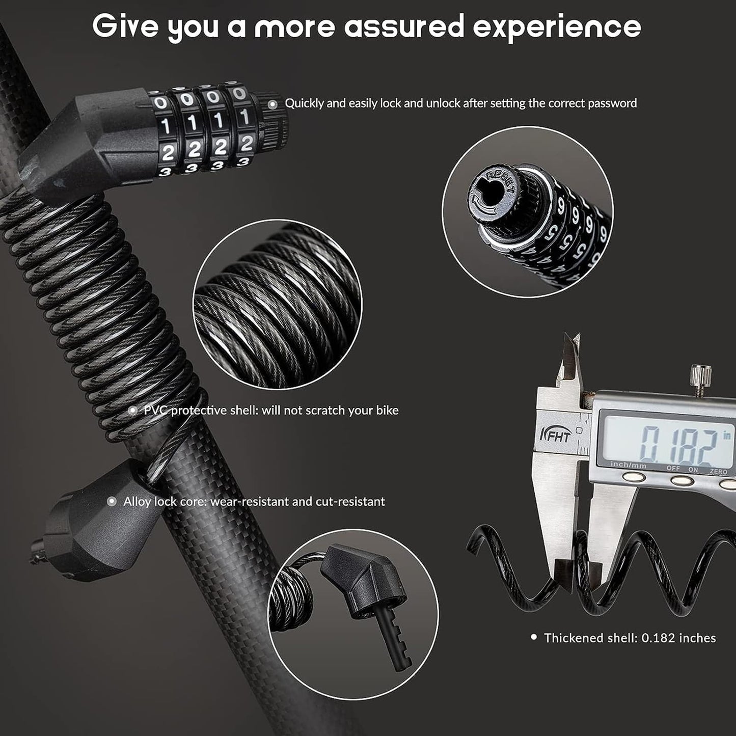 ROCKBROS Kabelschloss Zahlenschloss mit 4-Steillage Zahlencode