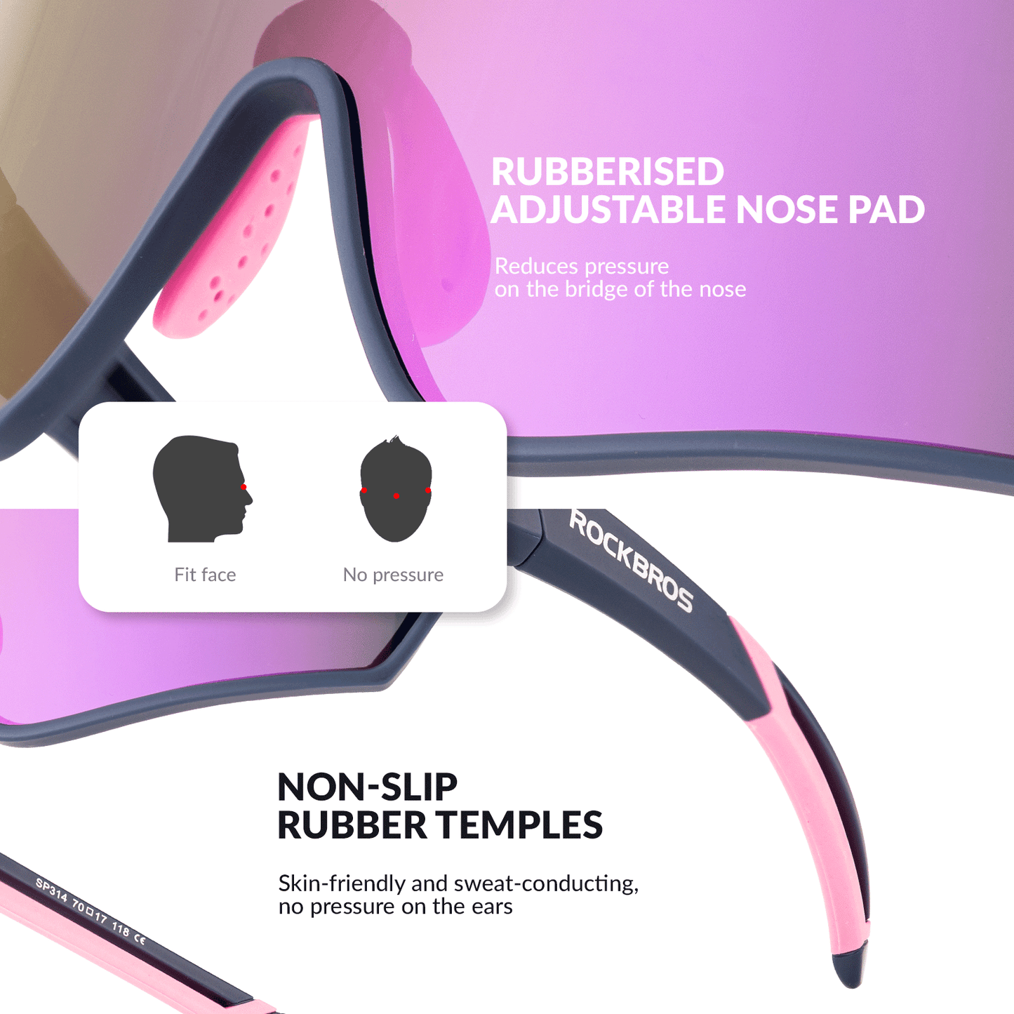 ROCKBROS Kinder Fahrradbrille UV400-Schutz Polarisierte Sonnenbrille