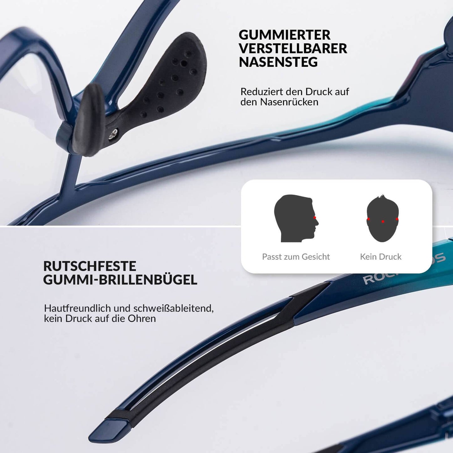 ROCKBROS Hjólreiðagleraugu fyrir börn með UV400 vörn og ljóskrómuðum sólgleraugum