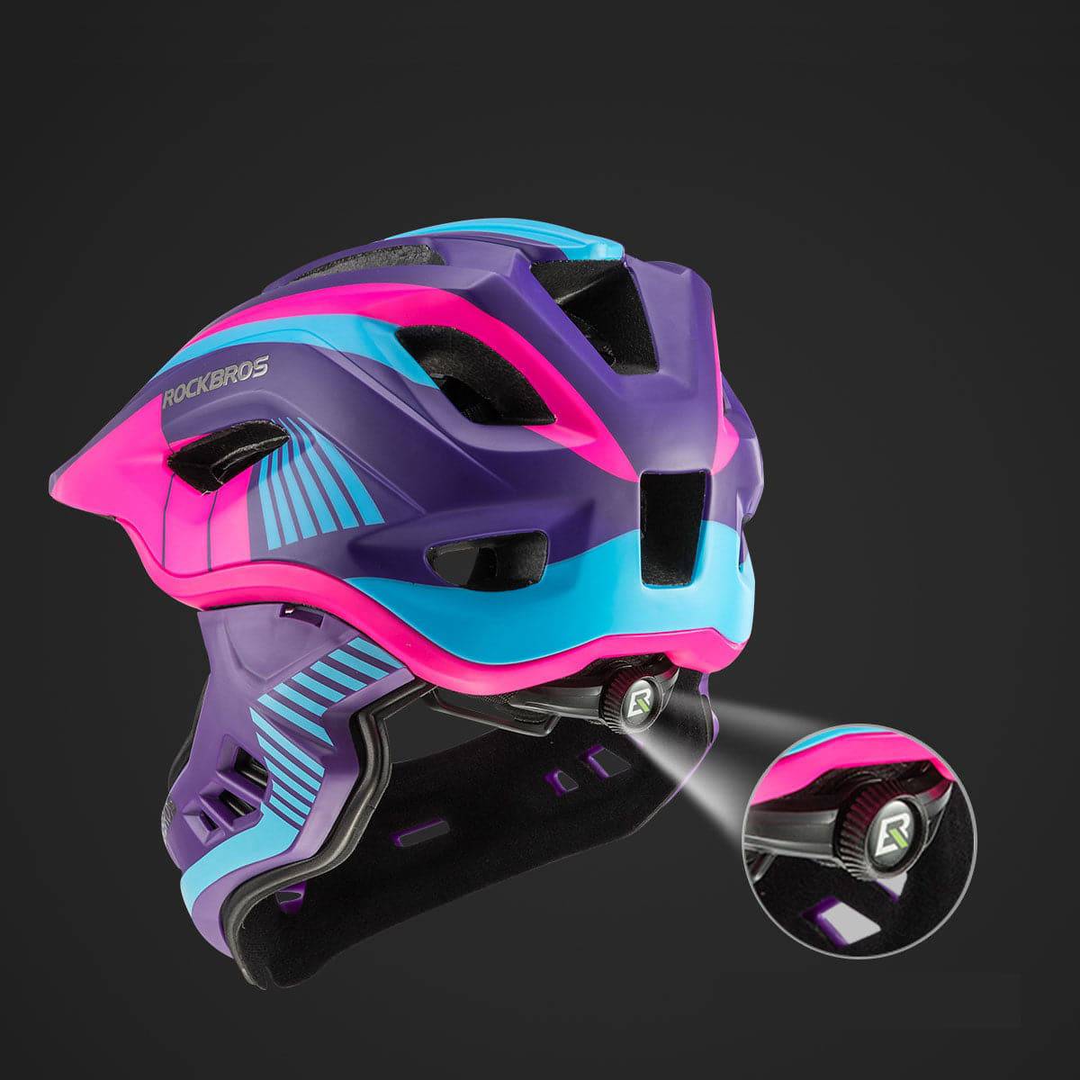 ROCKBROS Kinder helm Integriert Fahrradhelm mit Abnehmbarem Kinnschutz