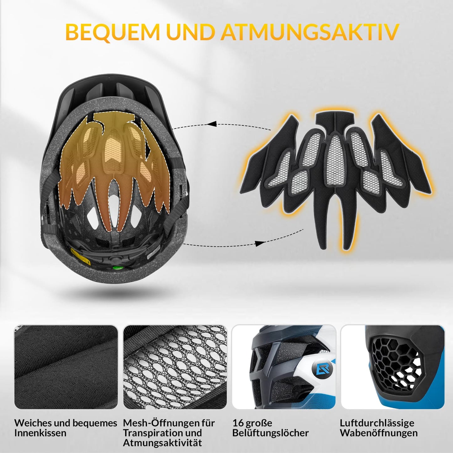 ROCKBROS Kinderhelm BMX MTB Downhill Helm mit Abnehmbarem Kinnschutz und Krempe