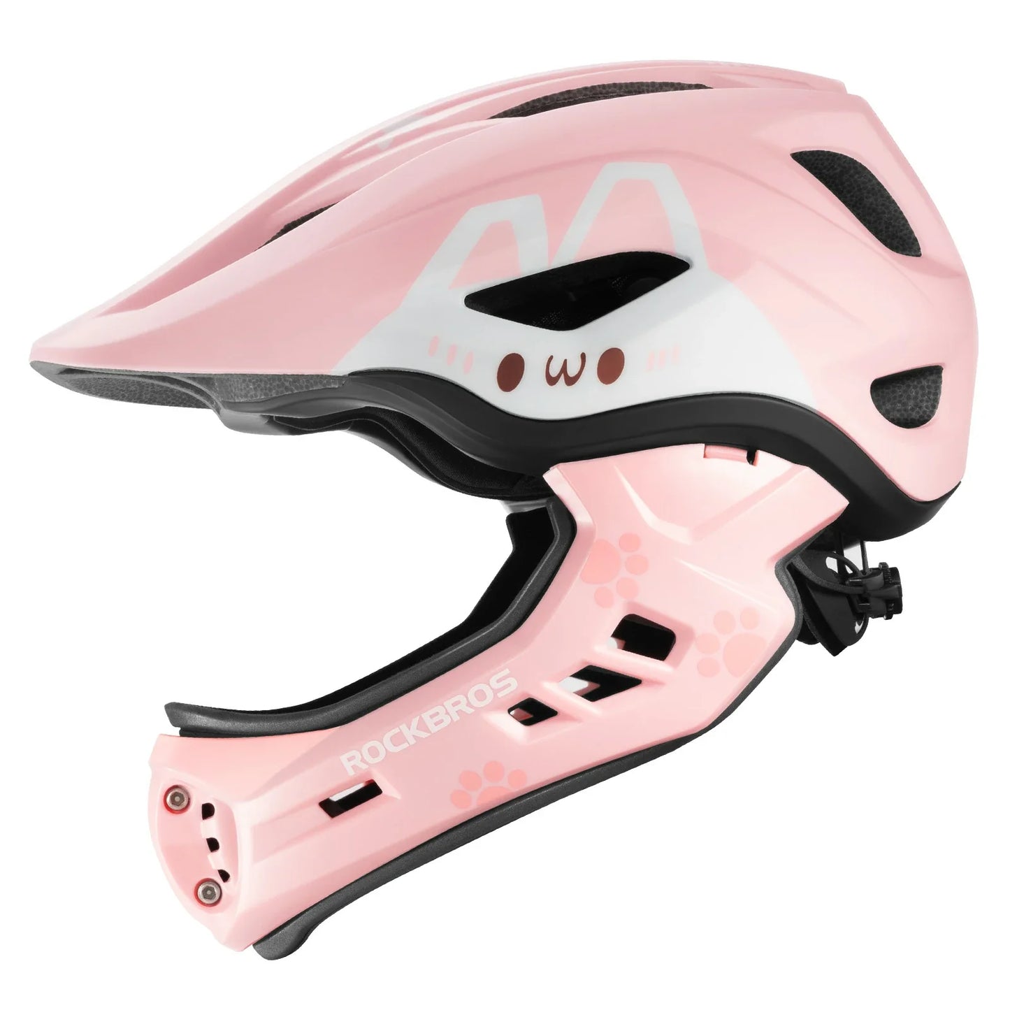 ROCKBROS Kids Helmet Cartoon Full Face Helmet with Removable Chin Guard