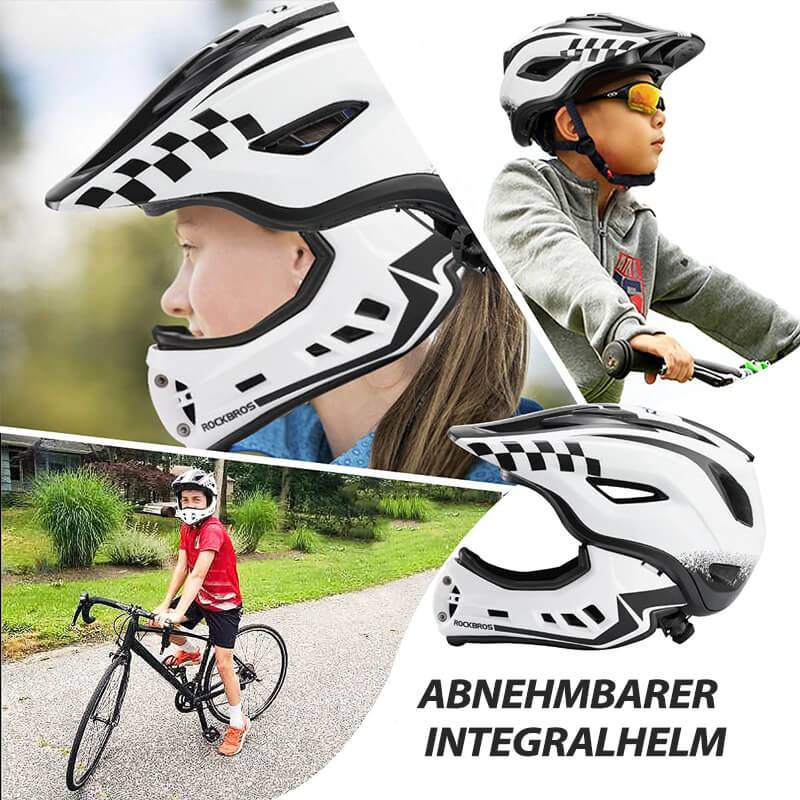 ROCKBROS Kinderhelm Integralhelm mit Abnehmbare Kinnschutz für Jungen/Mädchen