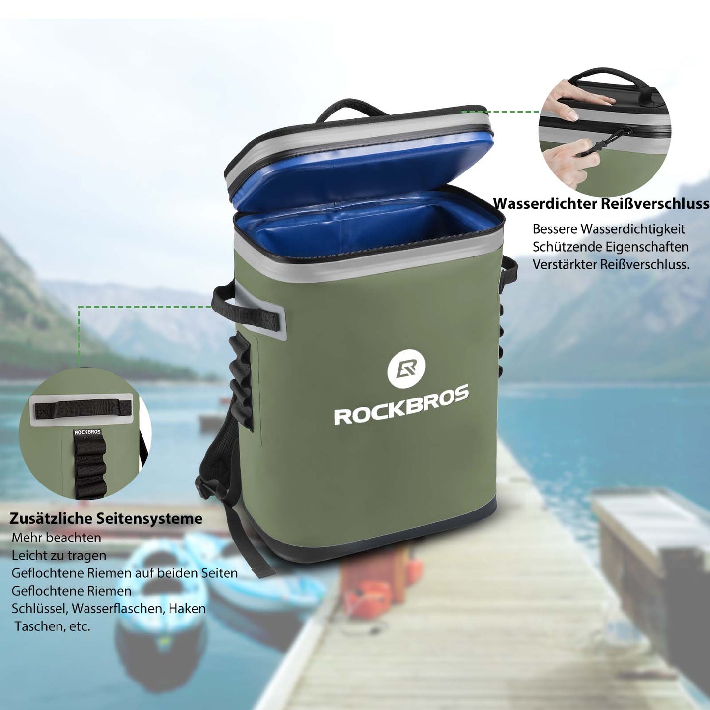 ROCKBROS Cooler Bag Waterproof Backpack 20L Insulated Lunch Bag