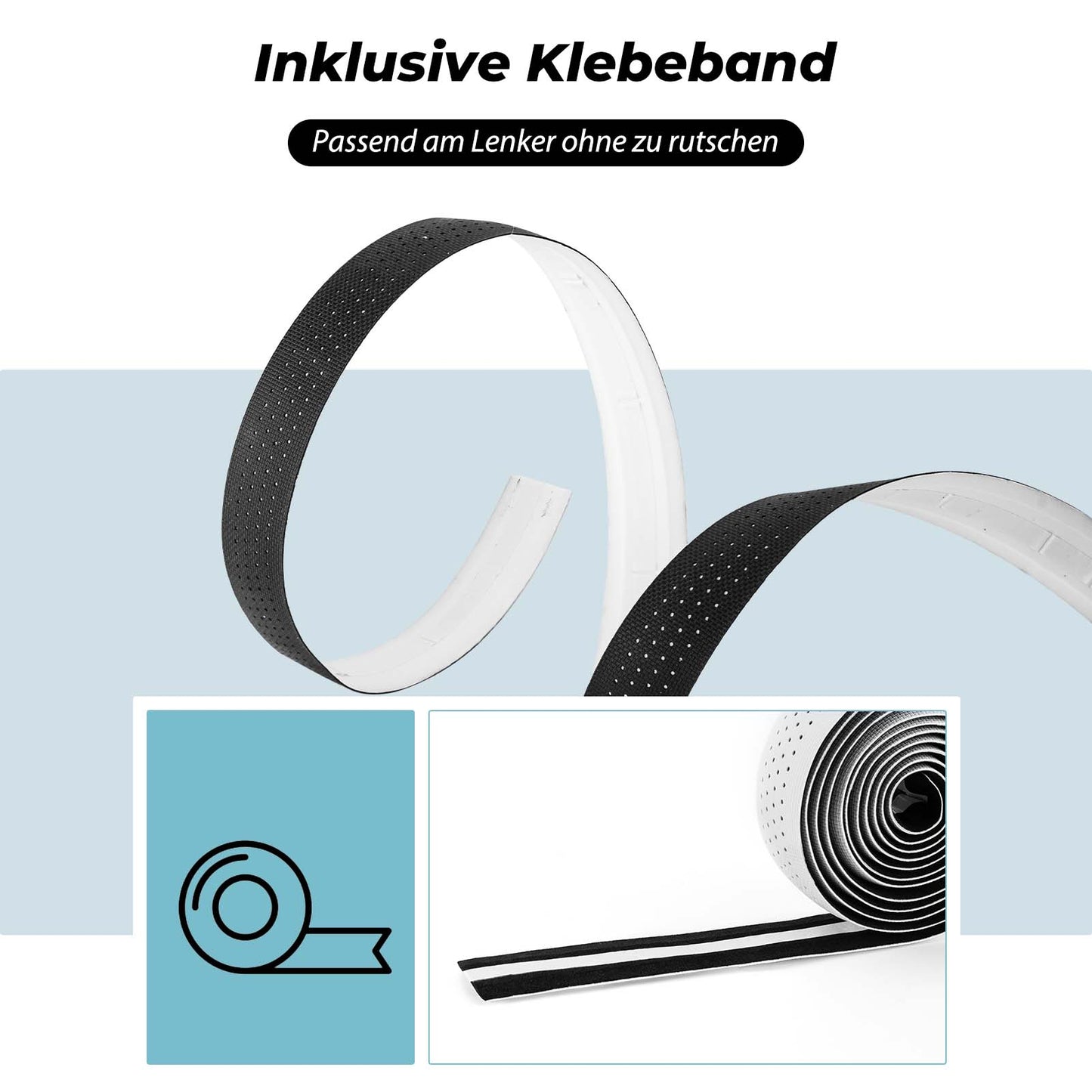 ROCKBROS Handlebar Tape for Road Bikes, Non-Slip, Shock-Absorbing Grip Tape, 2 Rolls