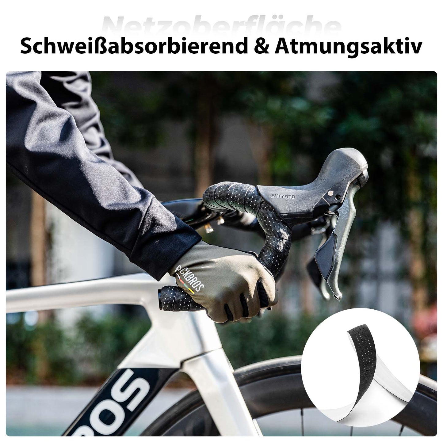 ROCKBROS Handlebar Tape for Road Bikes, Non-Slip, Shock-Absorbing Grip Tape, 2 Rolls