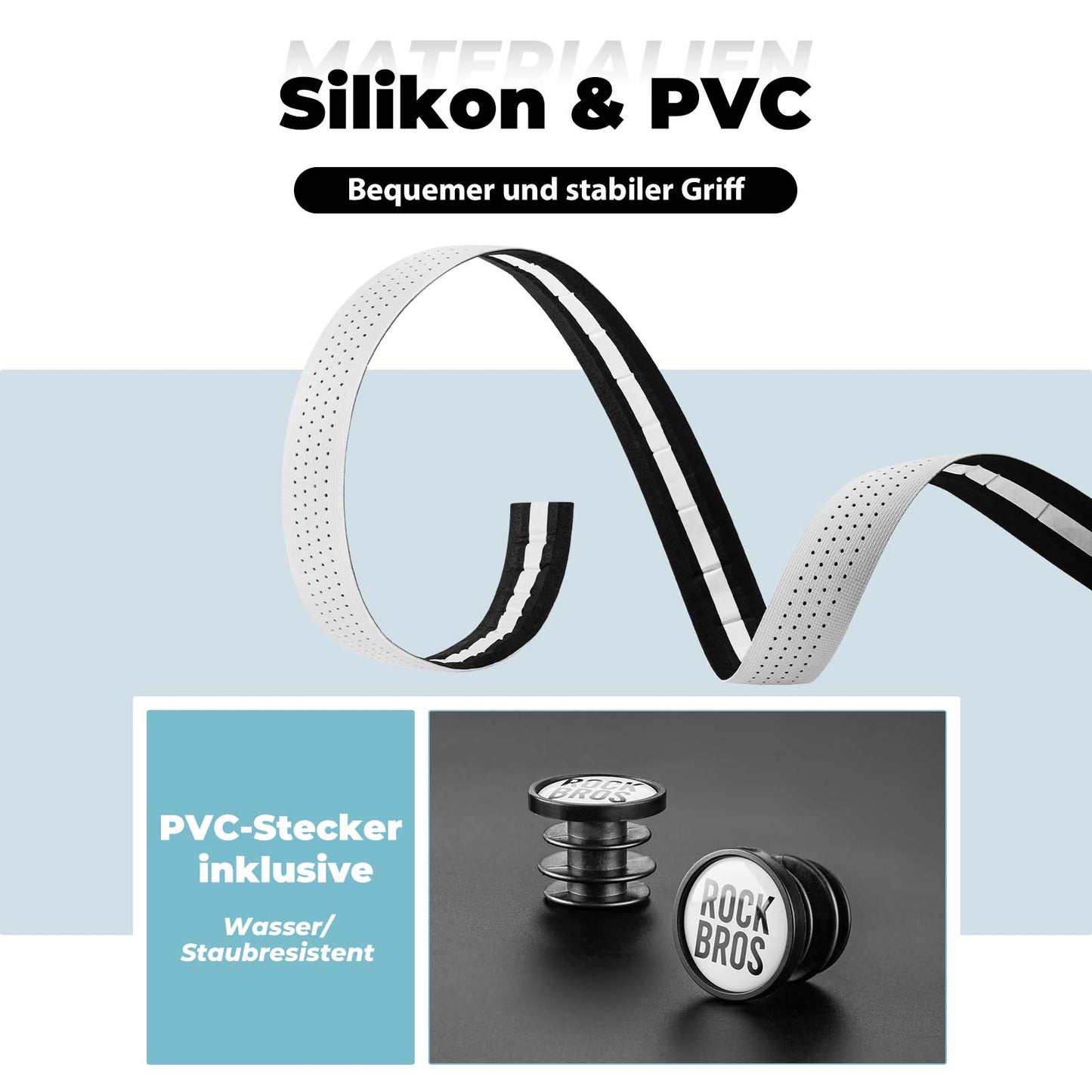 ROCKBROS Handlebar Tape for Road Bikes, Non-Slip, Shock-Absorbing Grip Tape, 2 Rolls