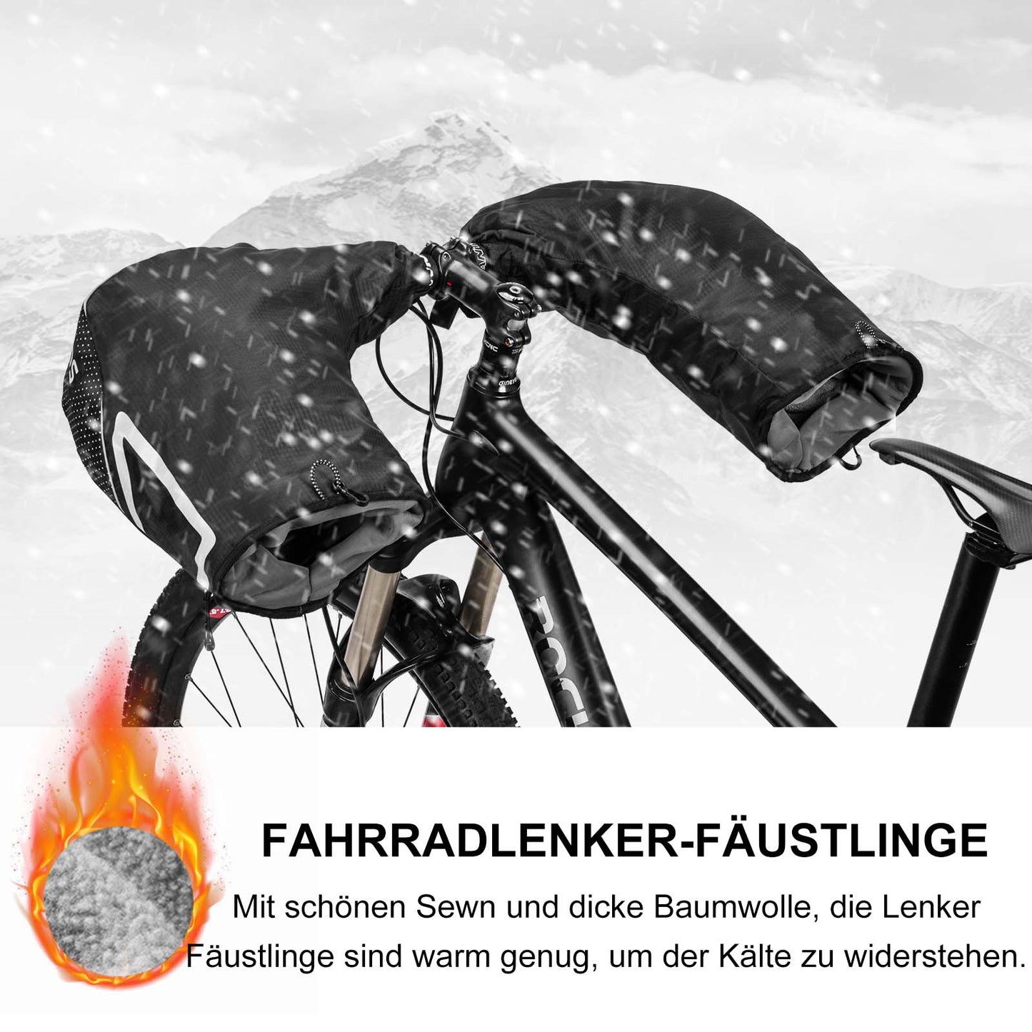 ROCKBROS Handlebar Muffs, Lined, Sealing Gloves, Black