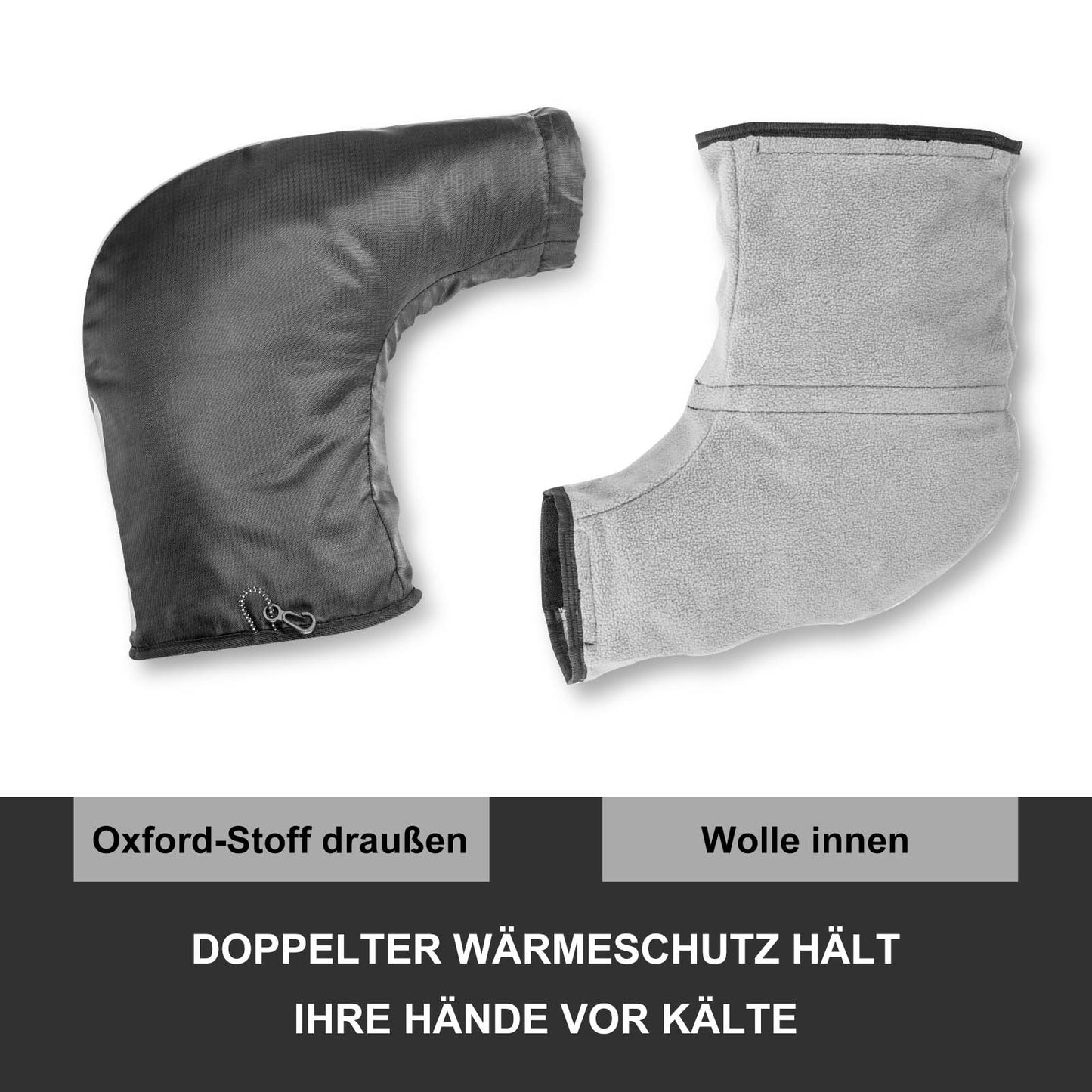 ROCKBROS Handlebar Muffs, Lined, Sealing Gloves, Black