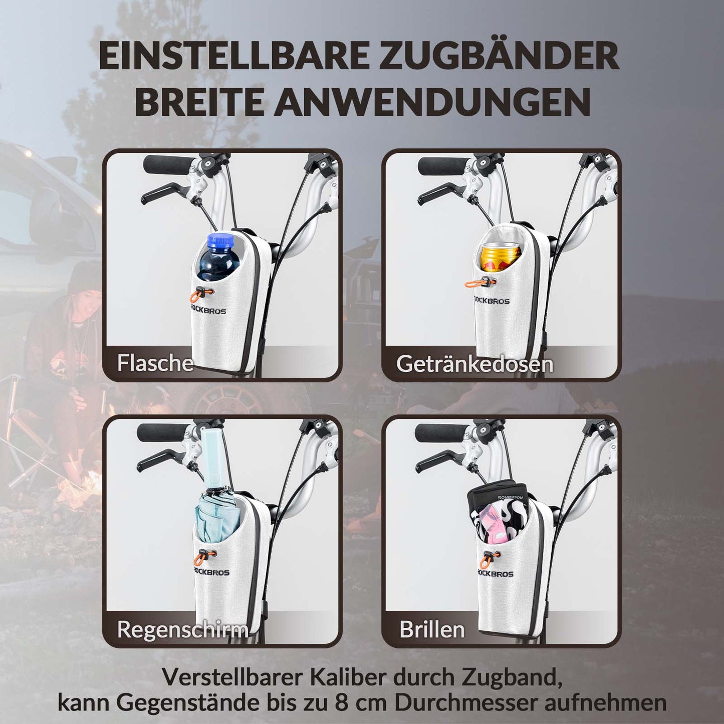 Handlebar bag, bottle bag, water bottle holder, multifunctional design