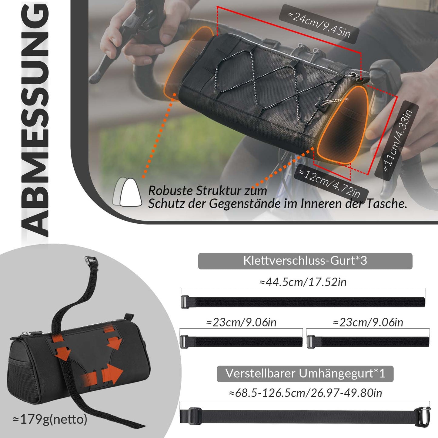 ROCKBROS stýristaska Fjölnota hjólastýristaska með axlaról 1,5L