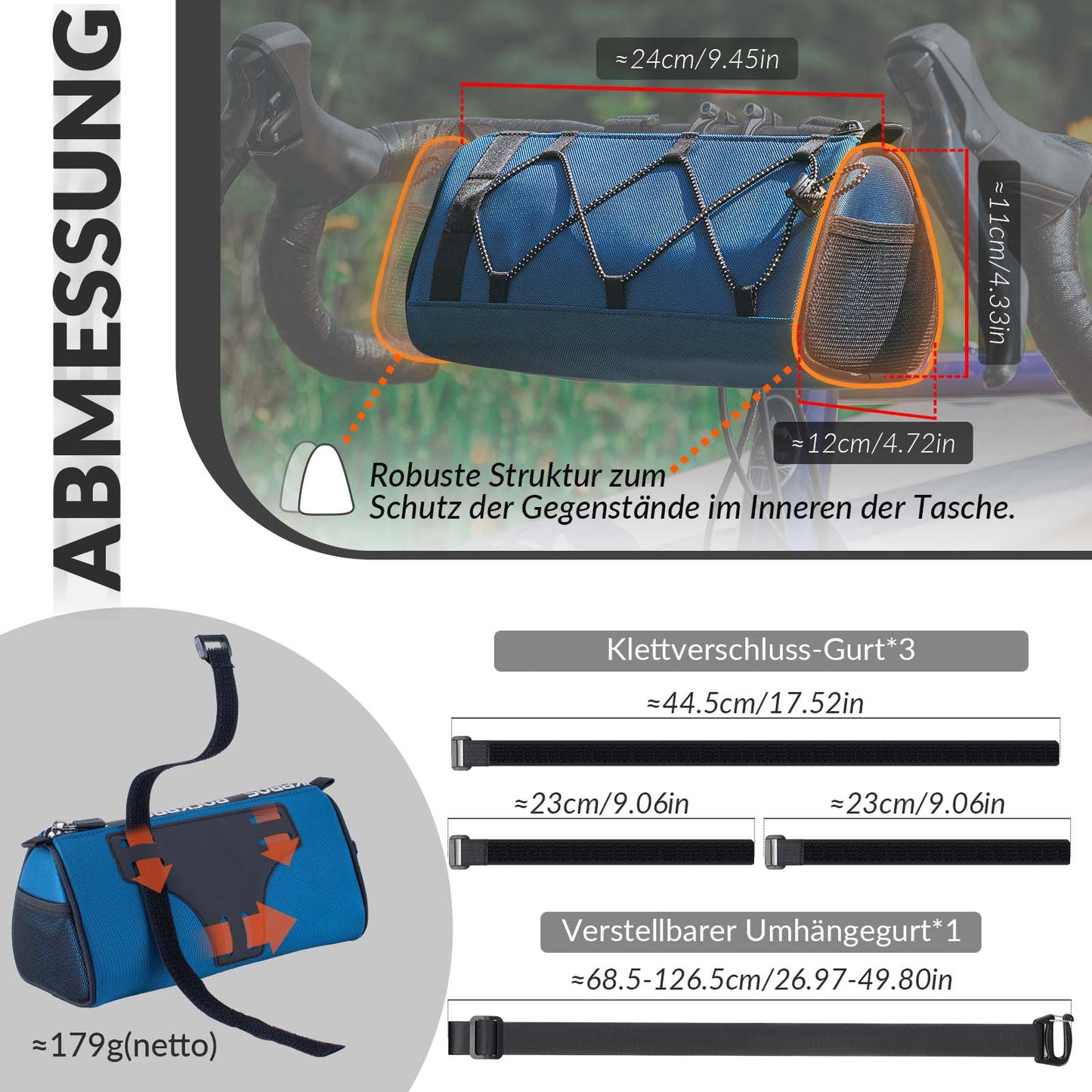 ROCKBROS stýristaska Fjölnota hjólastýristaska með axlaról 1,5L