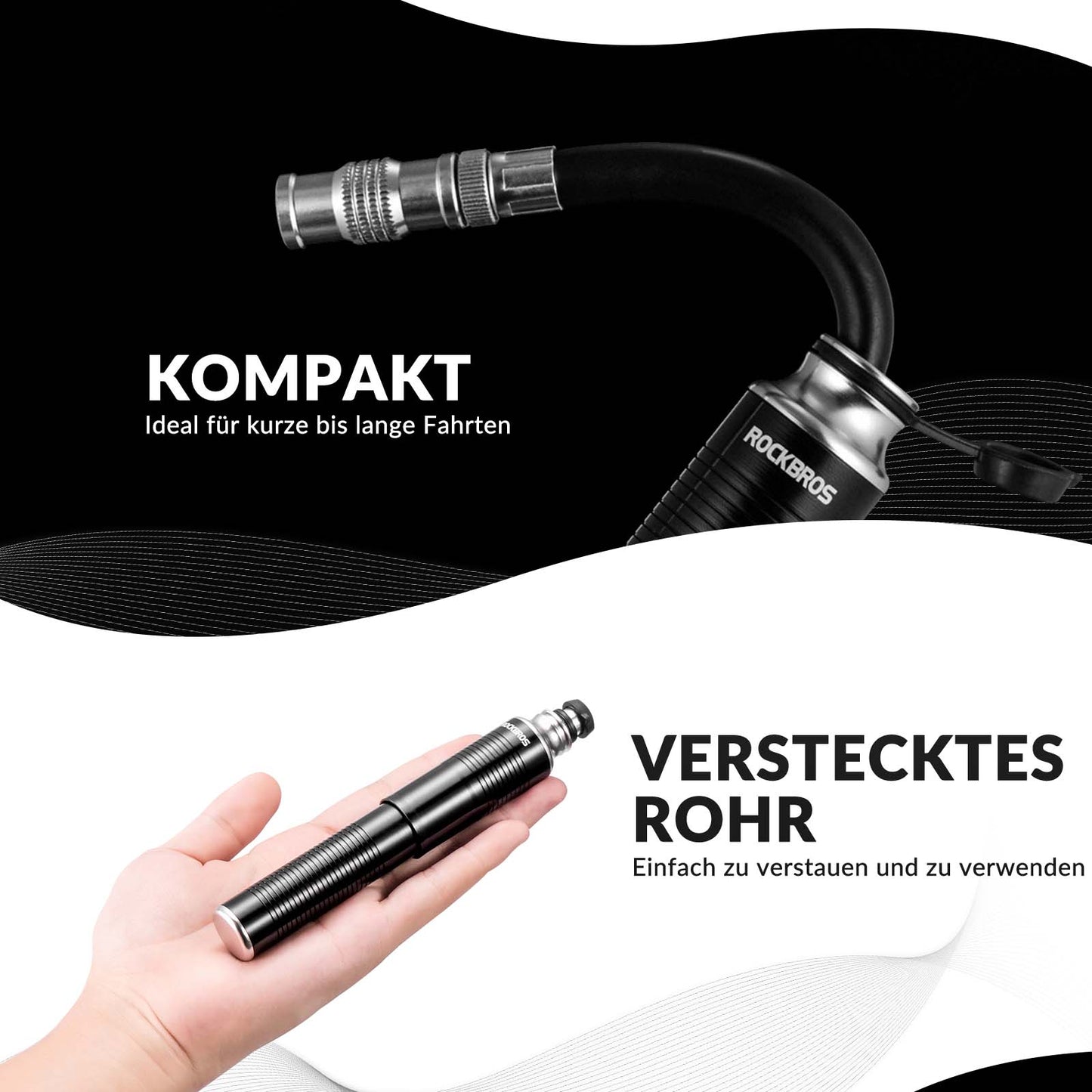 ROCKBROS Air Pump Hand Pump Schrader &amp; Presta Valves Made of Aluminum