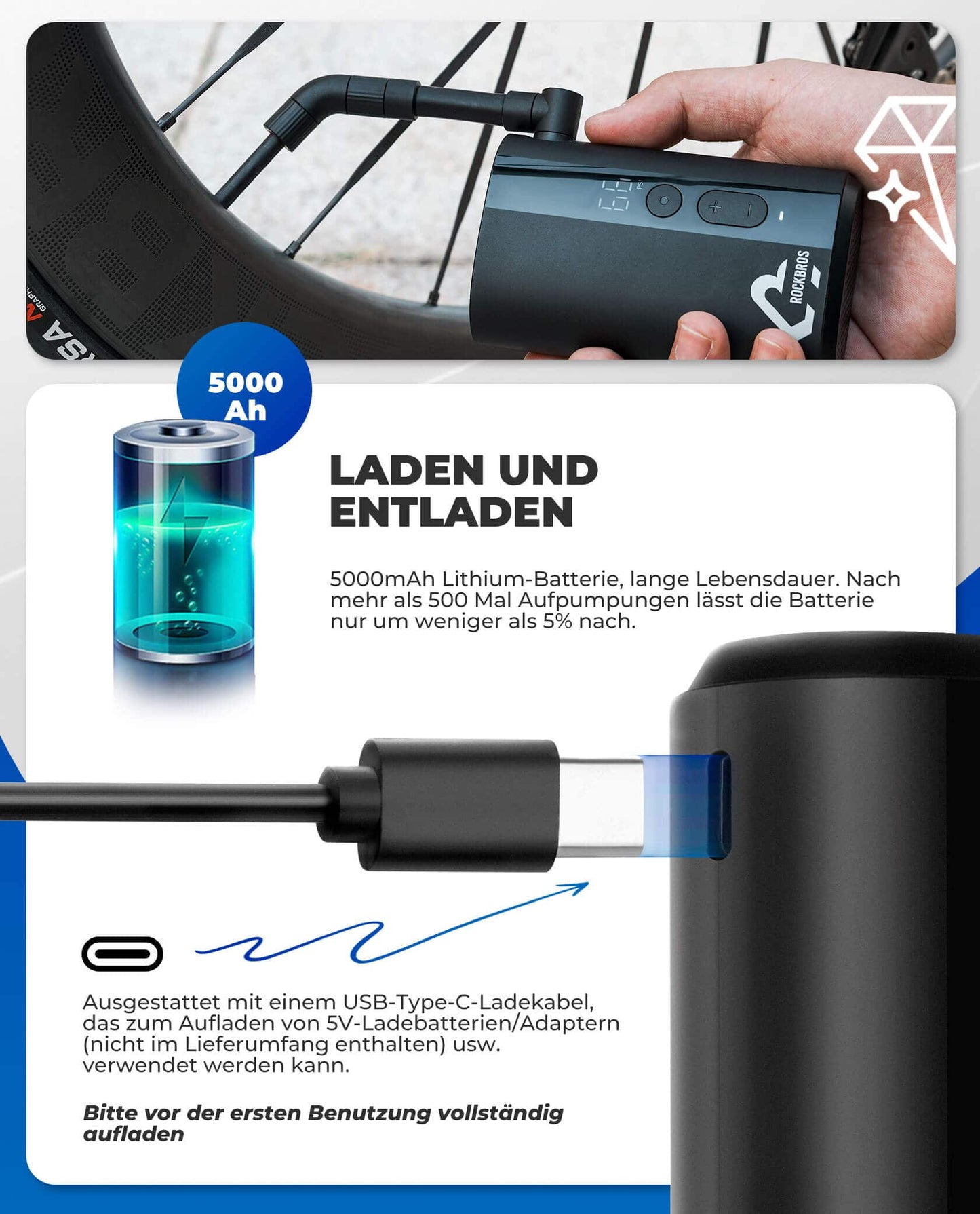 Mini Electric Rechargeable Air Pump with LED Display