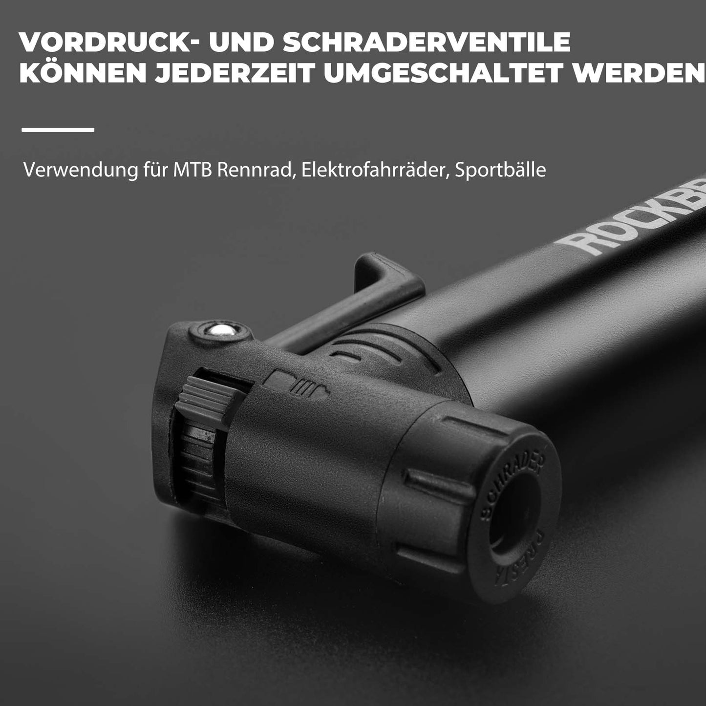 ROCKBROS Mini Bicycle Air Pump with Ratchet Wrench 80 PSI Aluminum