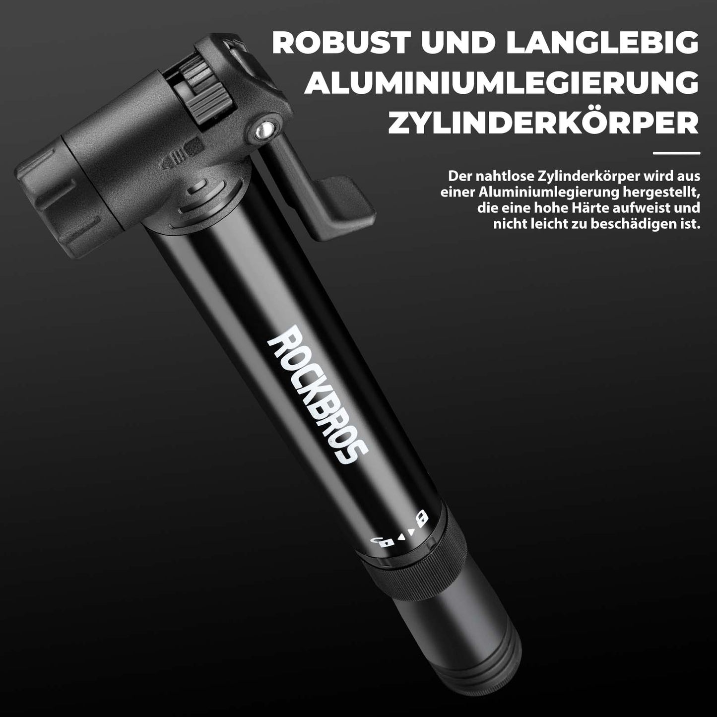 ROCKBROS Mini Bicycle Air Pump with Ratchet Wrench 80 PSI Aluminum