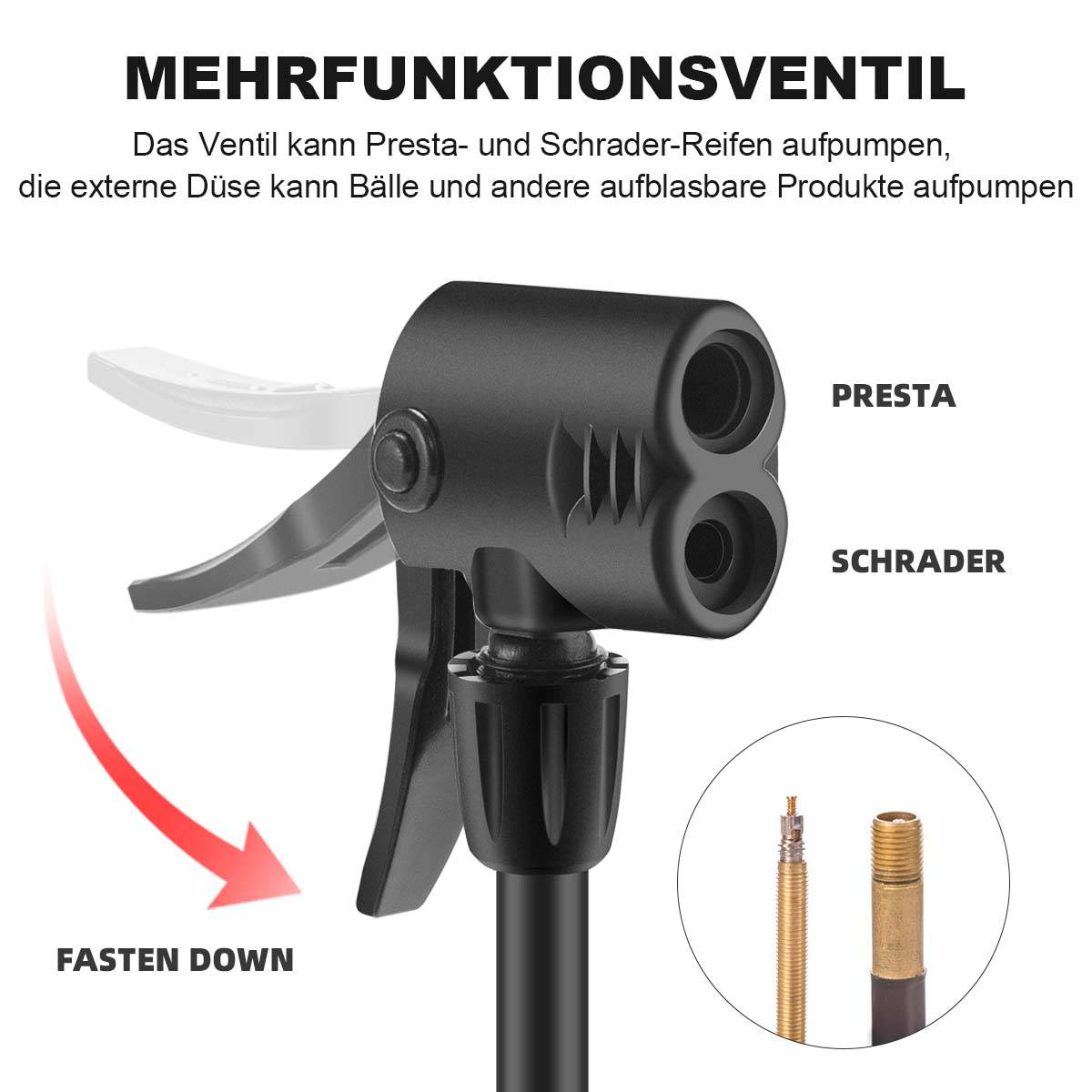ROCKBROS Mini Fußpumpen Luftpumpe mit Manometer