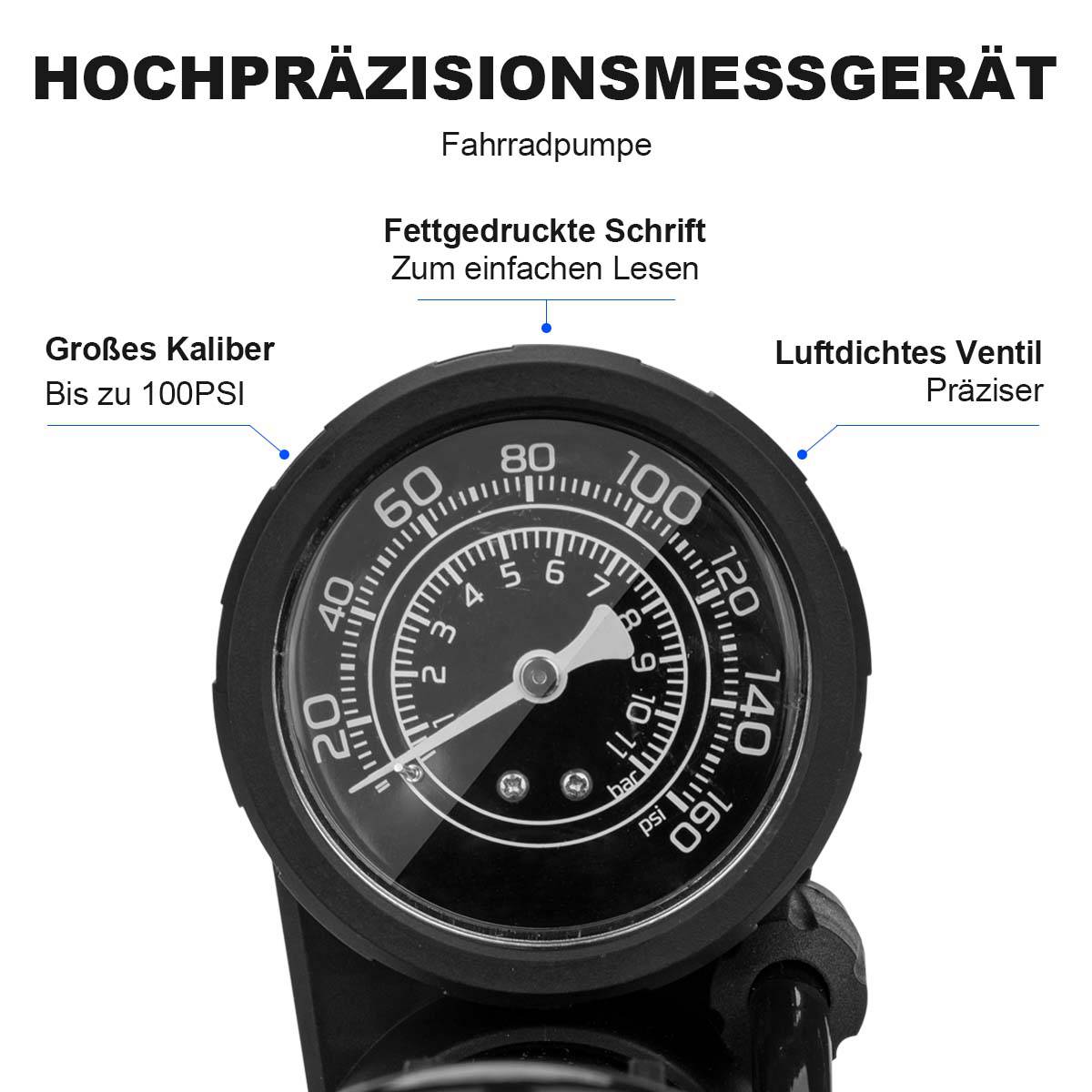 ROCKBROS Mini Fußpumpen Luftpumpe mit Manometer