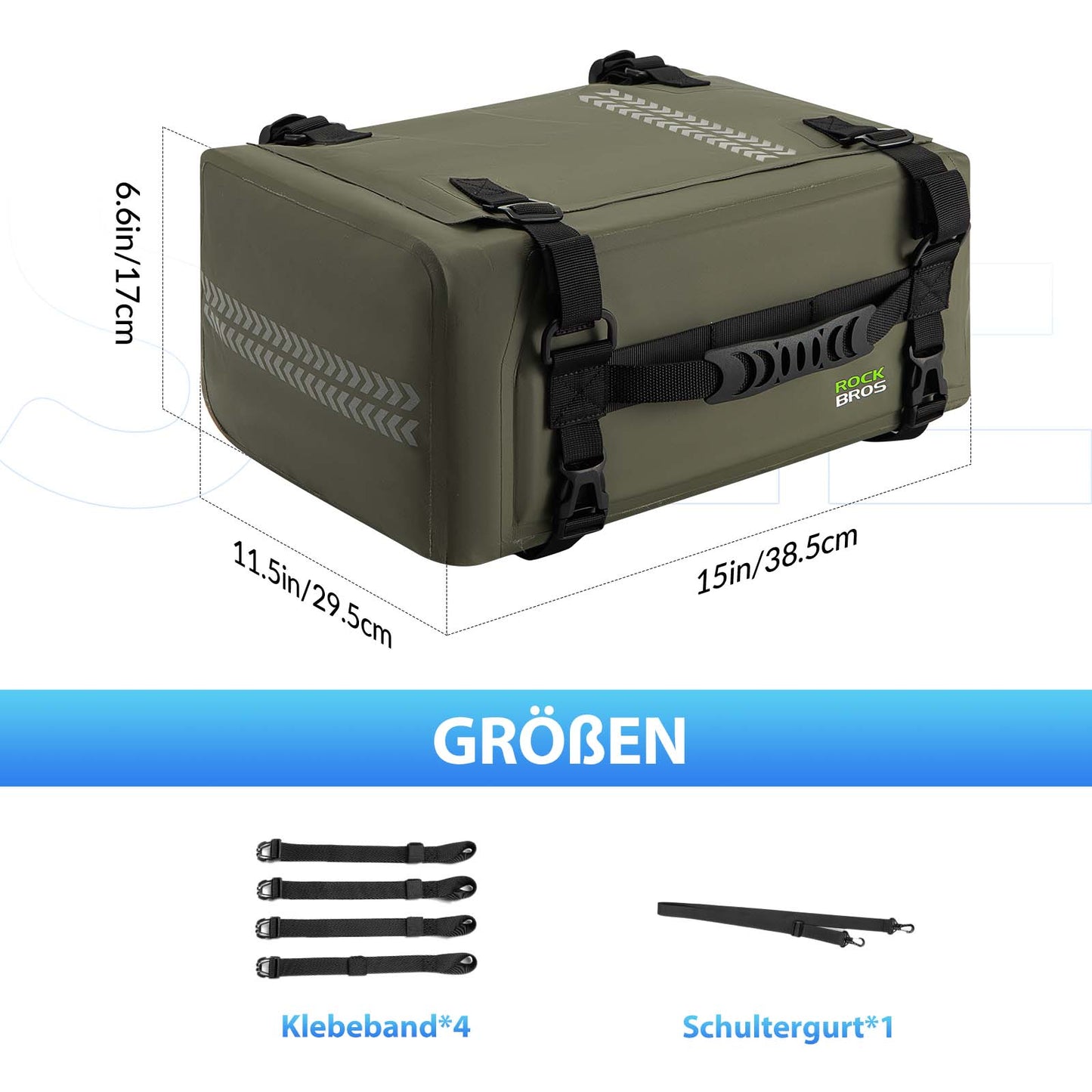 ROCKBROS mótorhjólataska, 100% vatnsheld, farangurstaska fyrir mótorhjól, u.þ.b. 30 lítrar