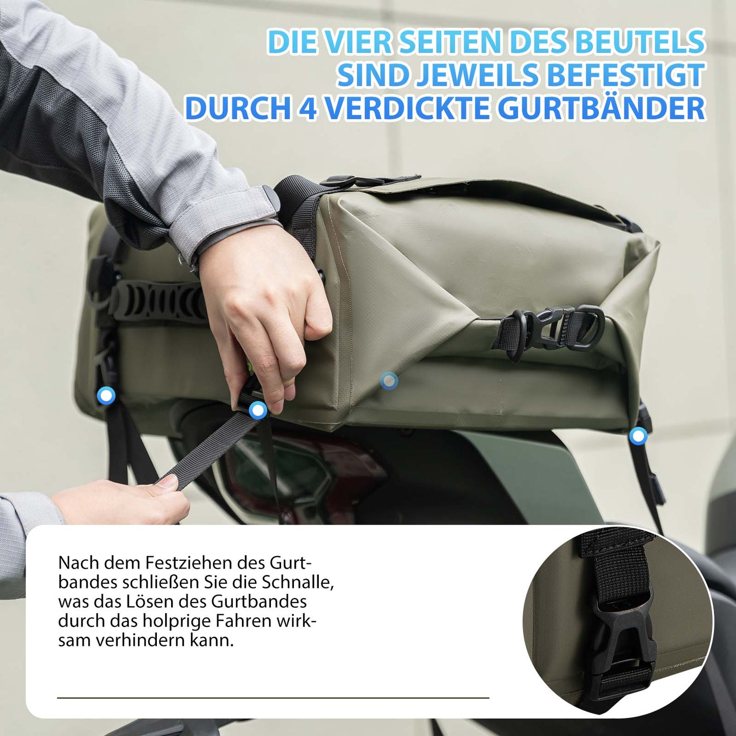 ROCKBROS mótorhjólataska, 100% vatnsheld, farangurstaska fyrir mótorhjól, u.þ.b. 30 lítrar