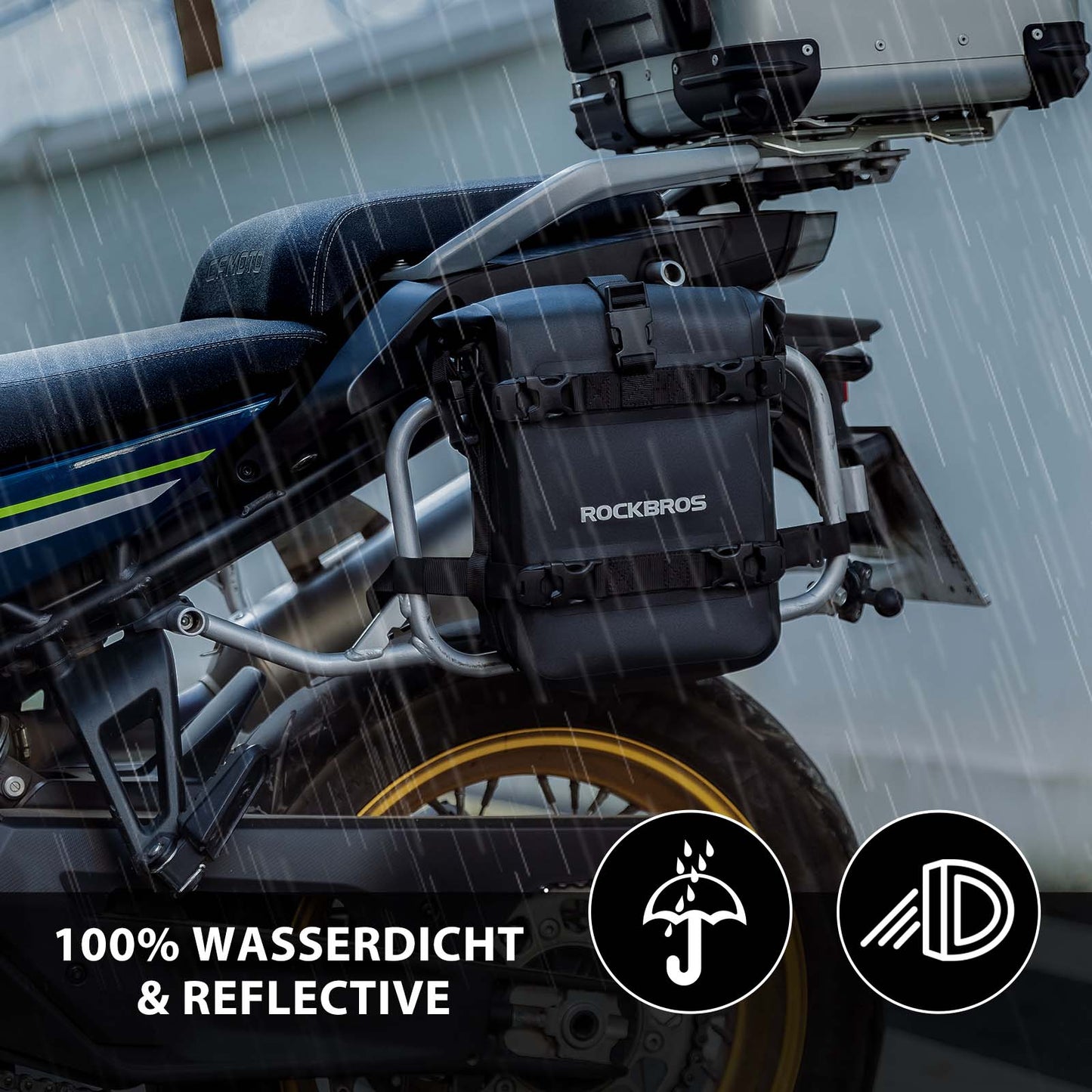 ROCKBROS Motorrad Seitentasche wasserdicht Gepäckträgertasche 5L Schwarz