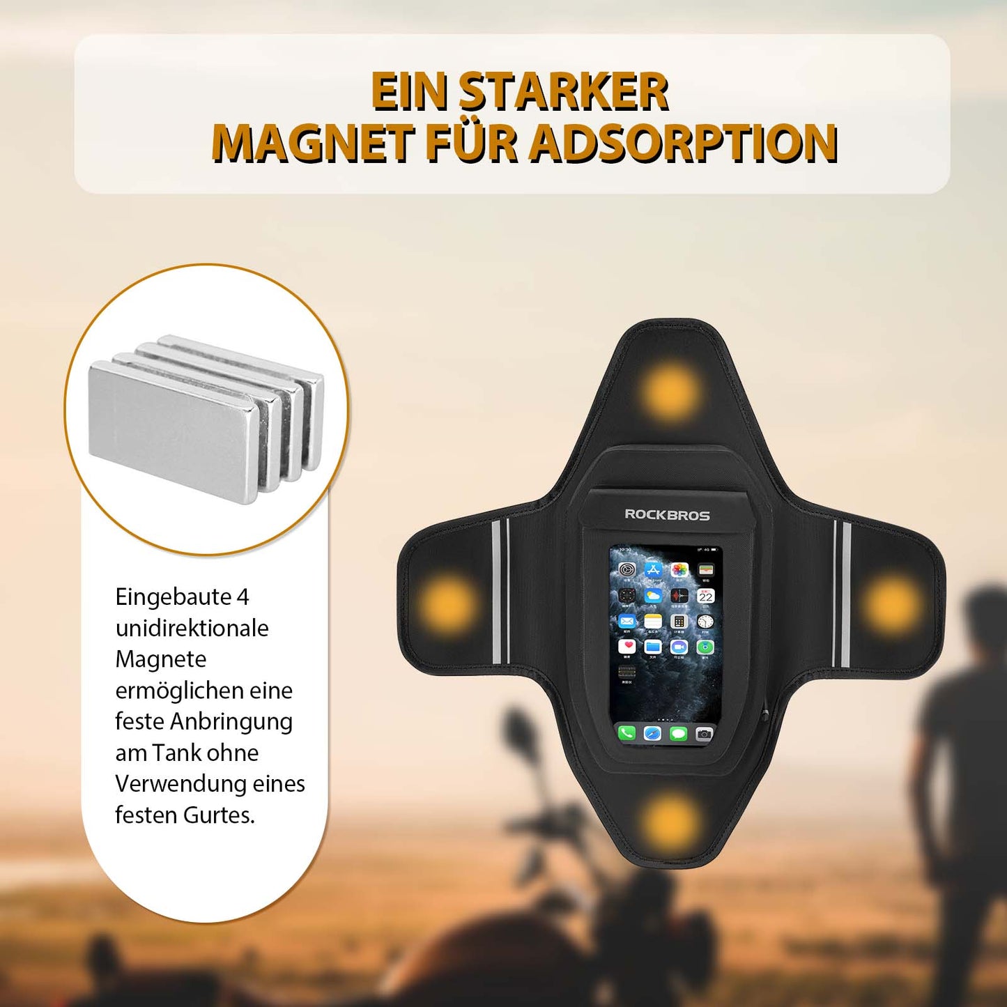 ROCKBROS Motorcycle Tank Bag Waterproof Magnetic Tank Bag Black