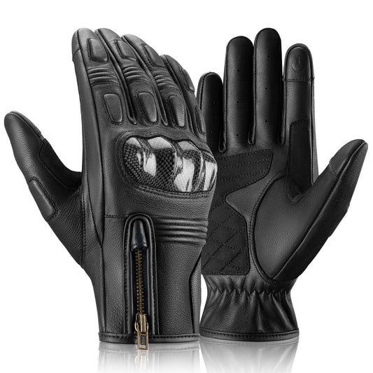 ROCKBROS Motorcycle Gloves Touchscreen Leather Full Finger Gloves Breathable