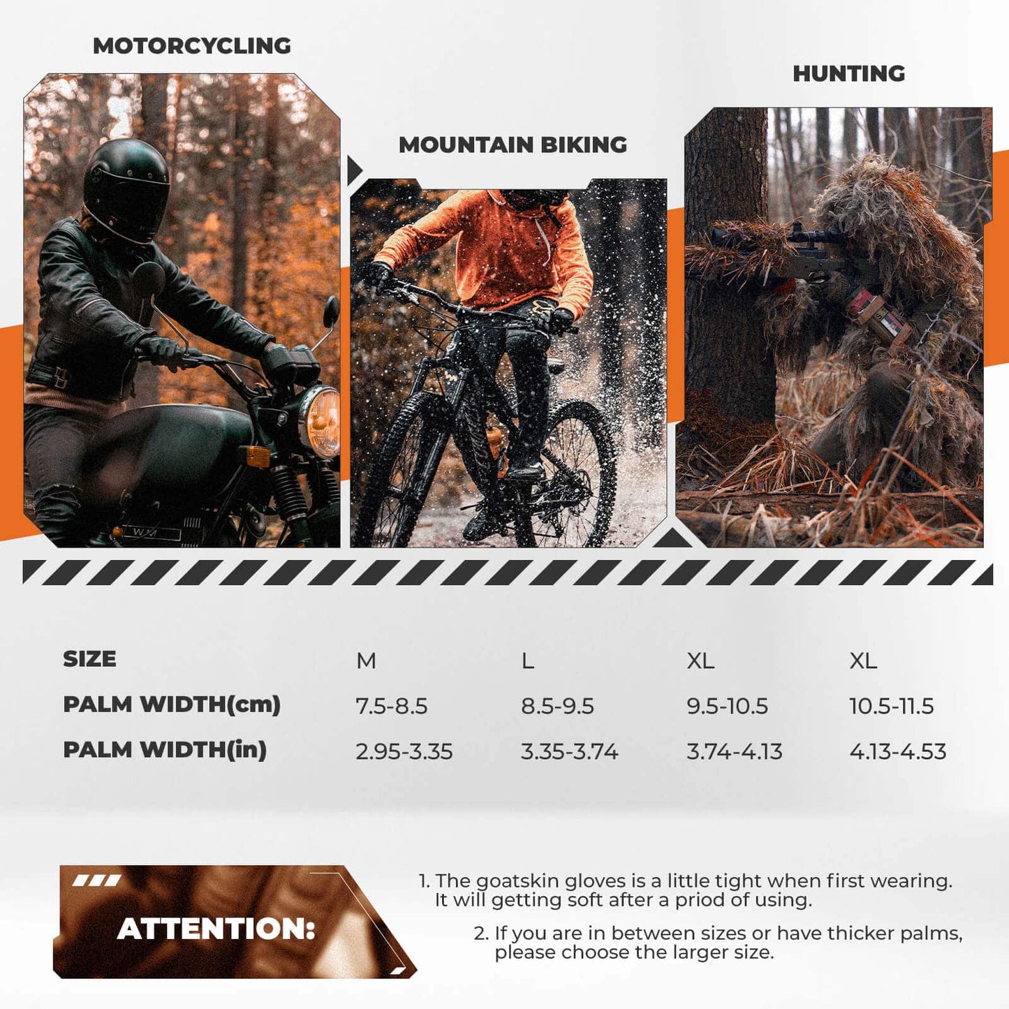 ROCKBROS Motorcycle Gloves Touchscreen Leather Full Finger Gloves Breathable