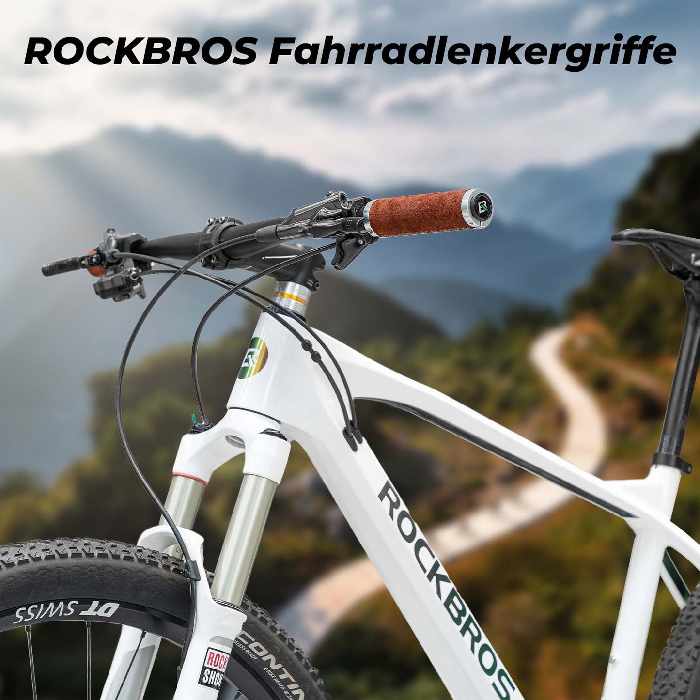 ROCKBROS MTB handföng, ergonomísk handföng fyrir stýri, rennslótt, fyrir 22 mm