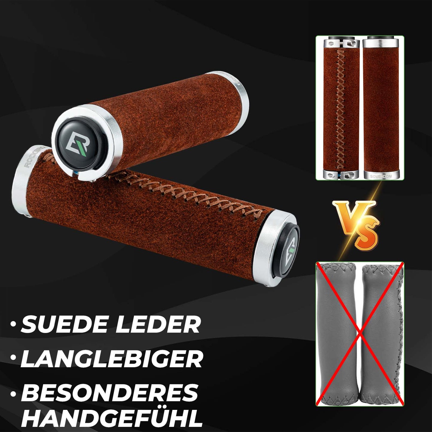 ROCKBROS MTB handföng, ergonomísk handföng fyrir stýri, rennslótt, fyrir 22 mm