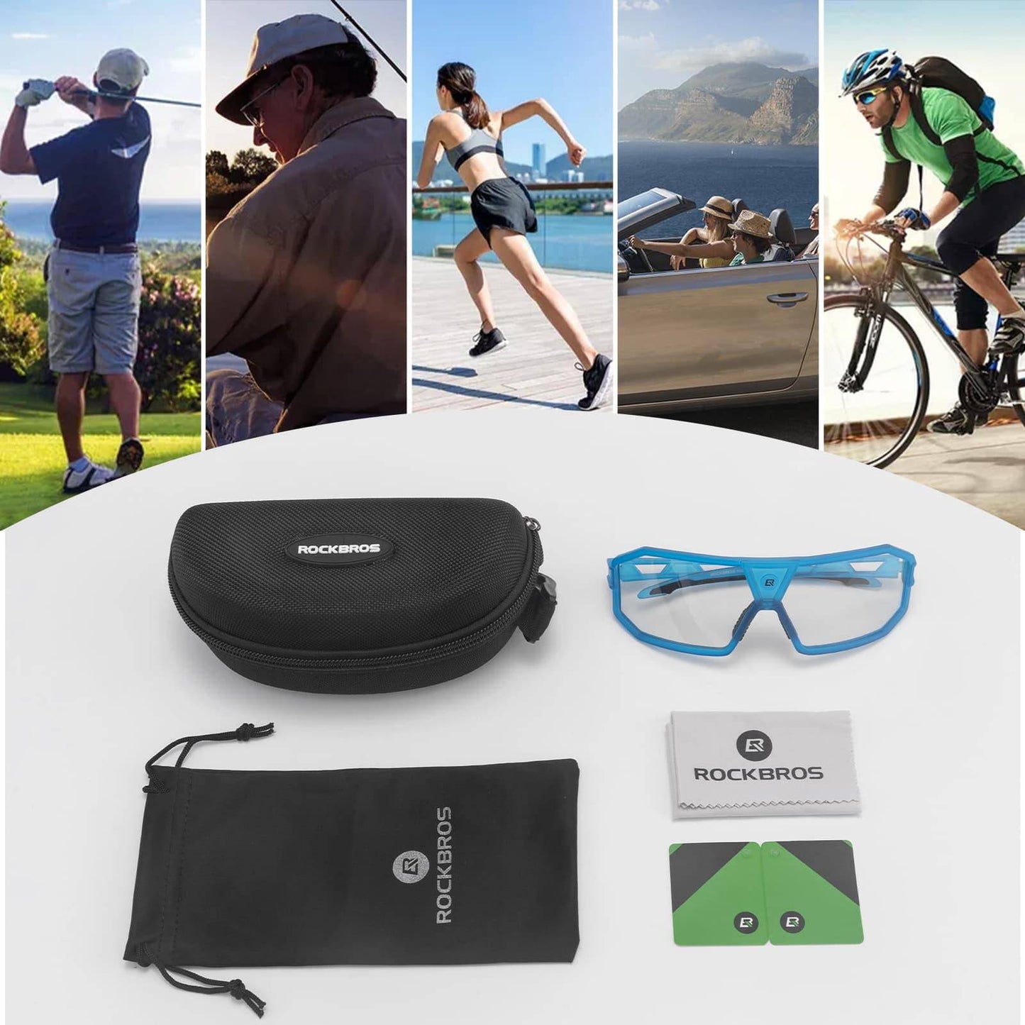 ROCKBROS Photochrome Sonnenbrille UV400-Schutz Fahrradbrille Unisex Blau