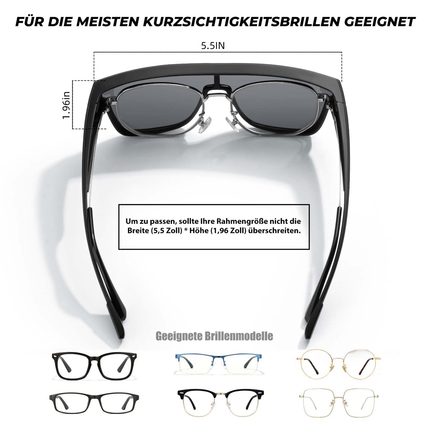 ROCKBROS Polarisierte Fahrradbrille Kurzsichtbrille Überbrille Unisex Sportbrille