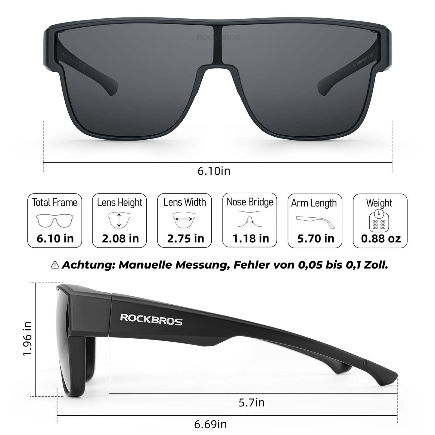 ROCKBROS Polarisierte Fahrradbrille Kurzsichtbrille Überbrille Unisex Sportbrille