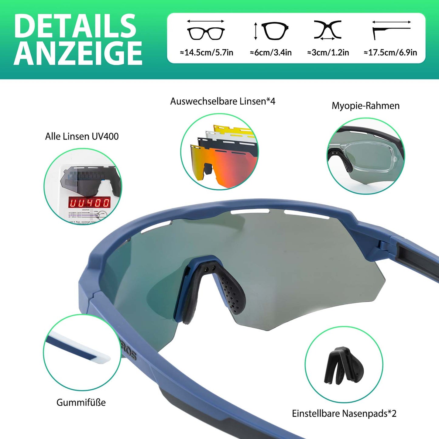 ROCKBROS Polarized cycling glasses with 4 interchangeable lenses