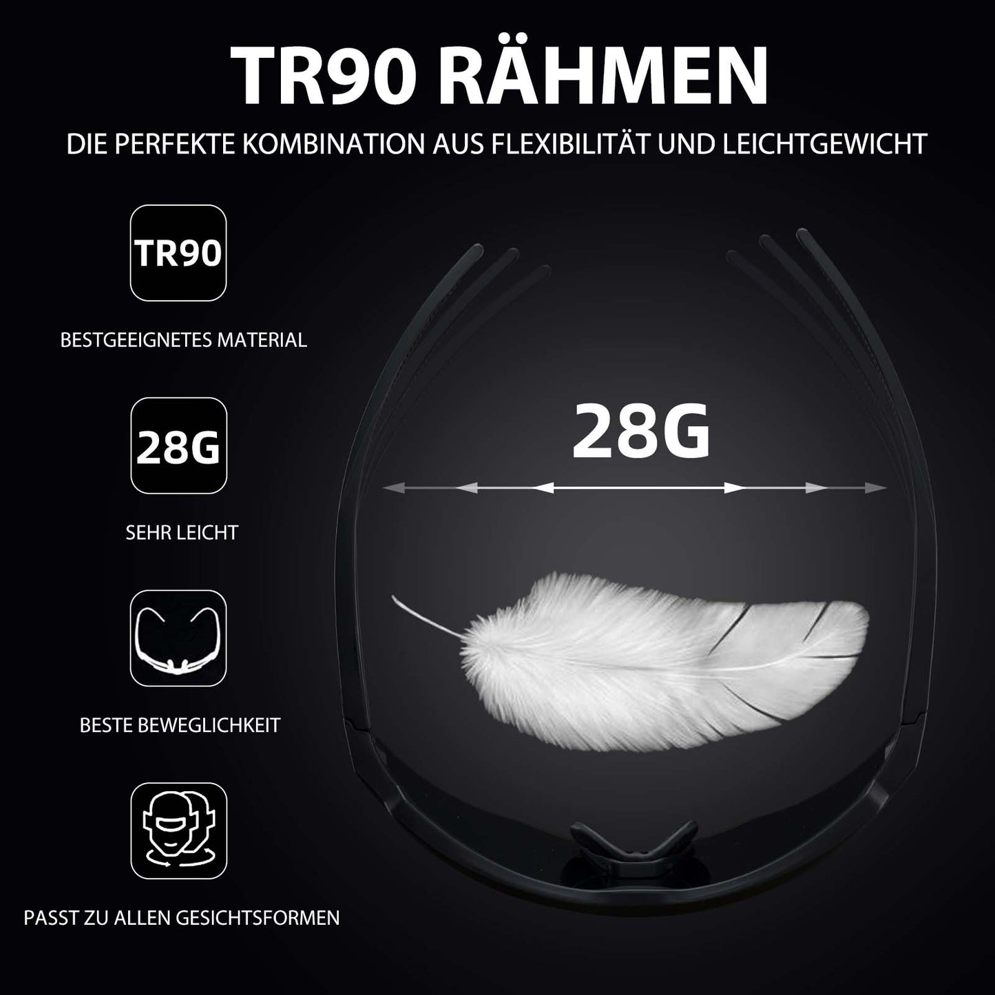 ROCKBROS Polarized cycling glasses with 4 interchangeable lenses