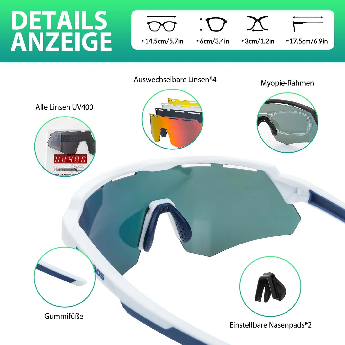 ROCKBROS Polarized cycling glasses with 4 interchangeable lenses