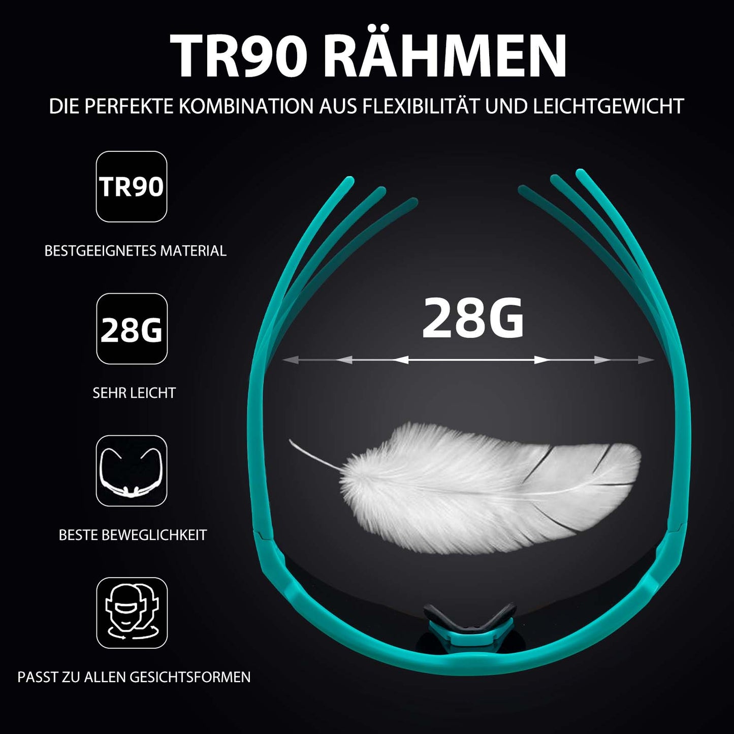 ROCKBROS Polarized cycling glasses with 4 interchangeable lenses