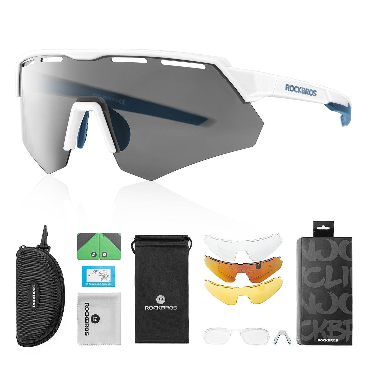 ROCKBROS Polarized cycling glasses with 4 interchangeable lenses