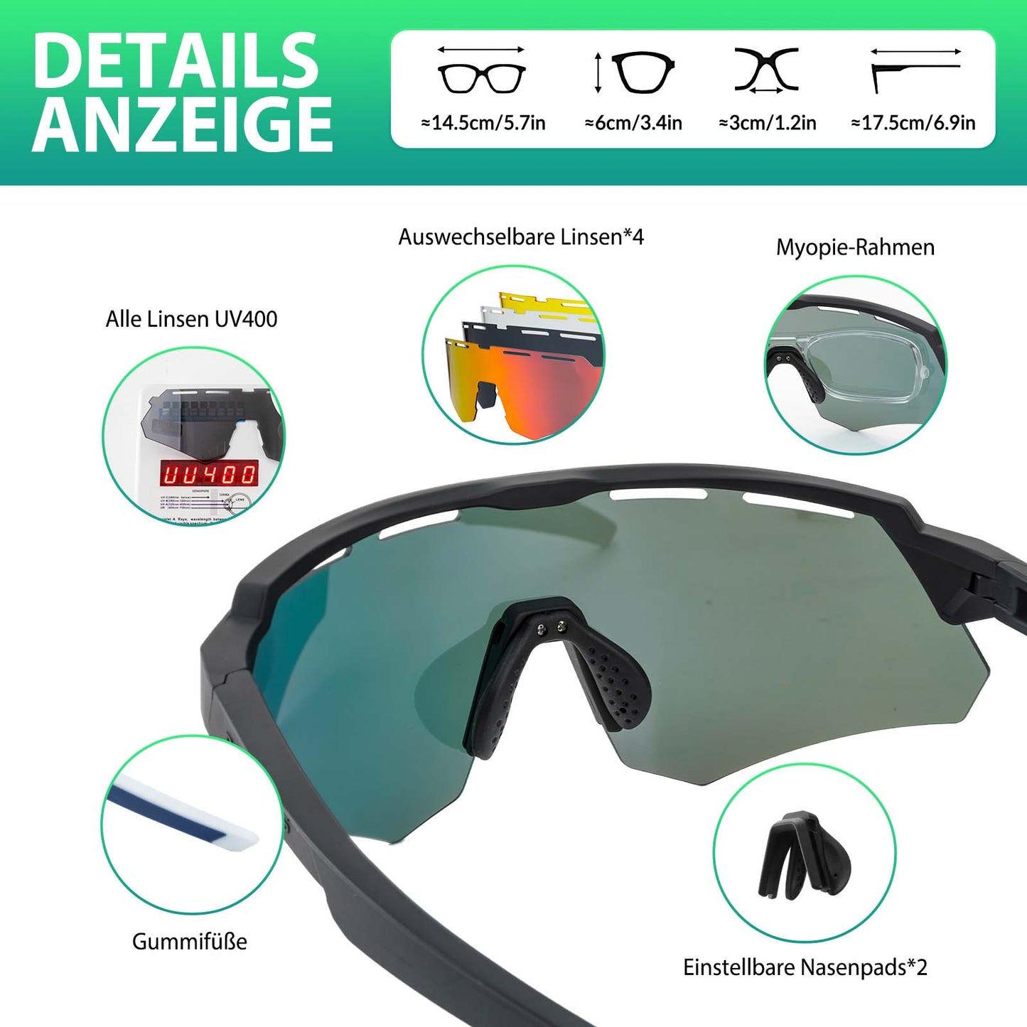ROCKBROS Polarized cycling glasses with 4 interchangeable lenses
